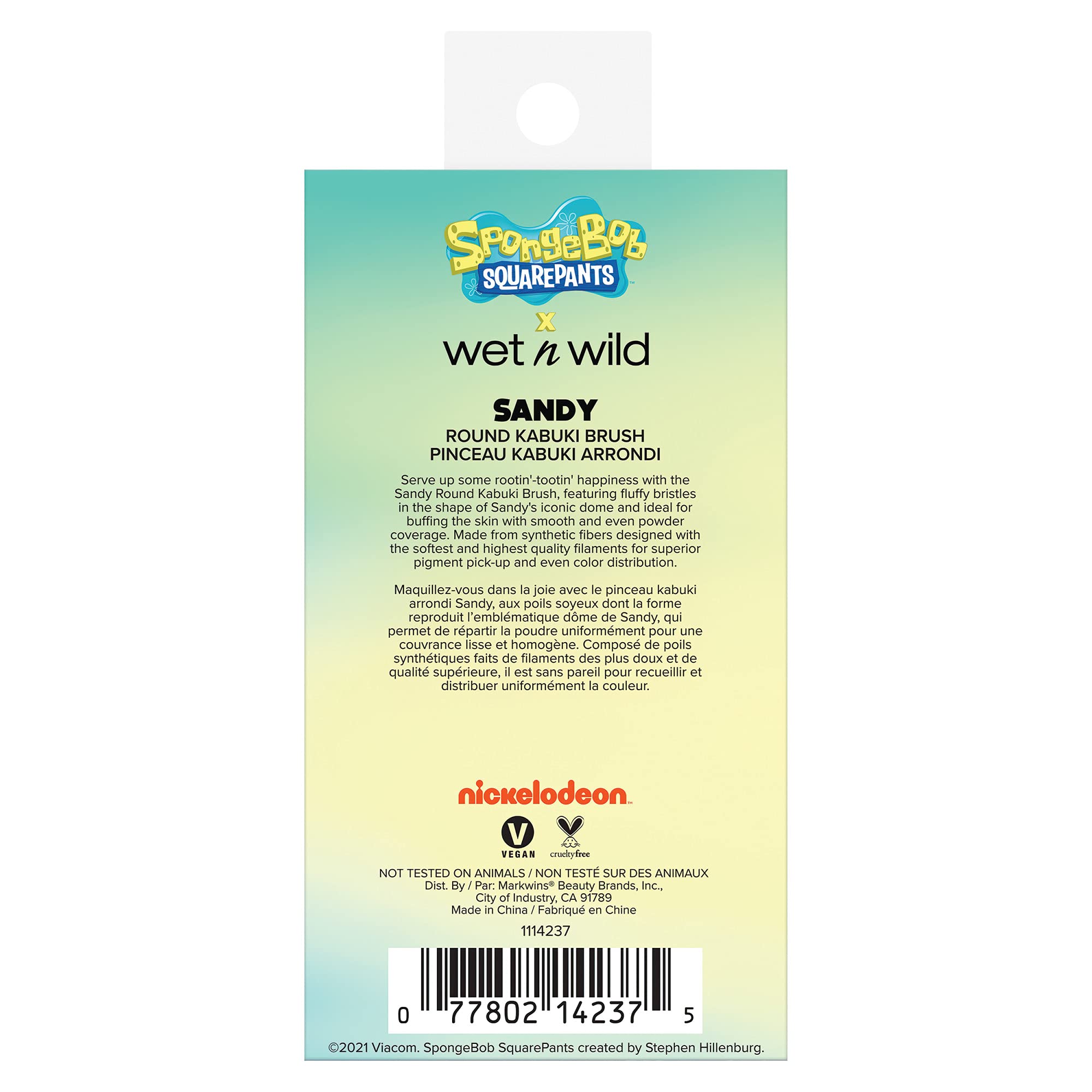 Wet n Wild SpongeBob Squarepants Kabuki Brush #1114237 - Soft Round Foundation & Cheek Makeup Brush for Blending & Contouring | Perfect for Everyday Makeup & Cosplay Looks