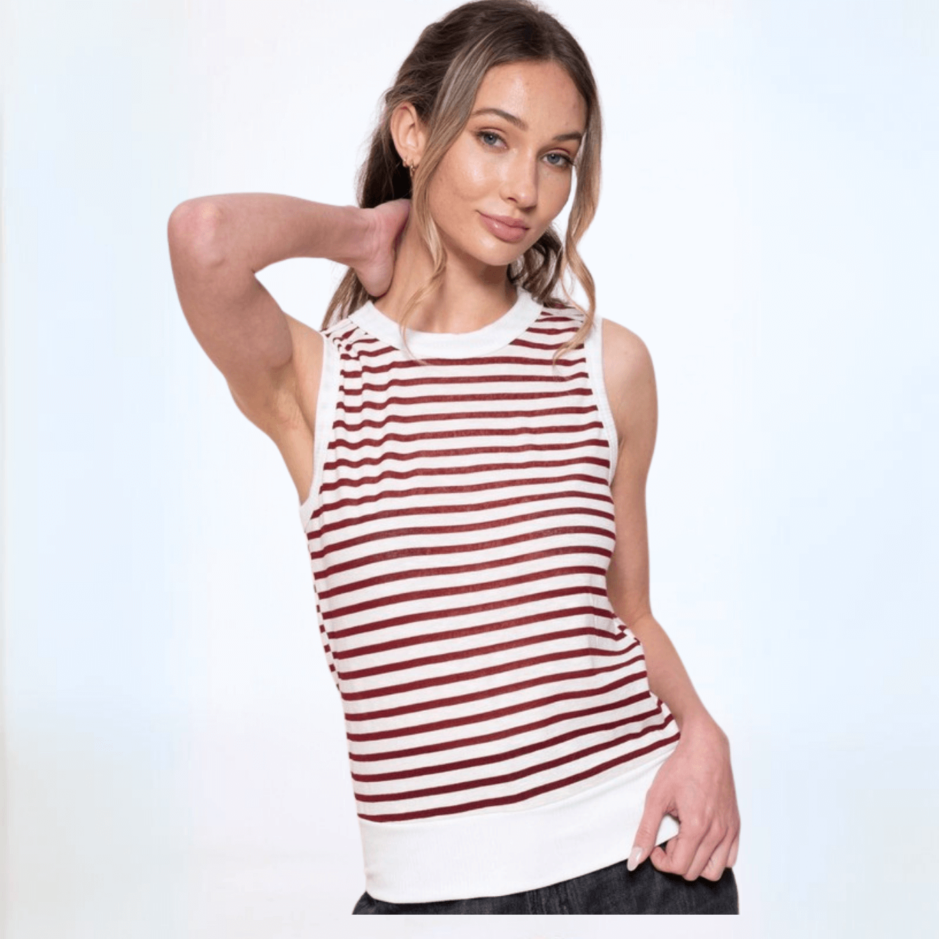 Light & Lux Semi-Sheer Striped Tank Top - Made in USA | Comfortable & Stylish for Casual Wear, Layering & Summer Outfits