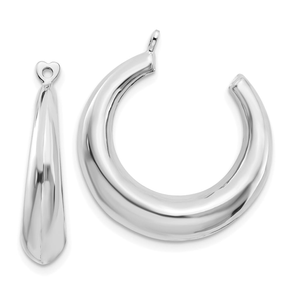 14K White Gold Polished Hoop Earring Jackets - Perfect for Weddings, Parties & Everyday Elegance