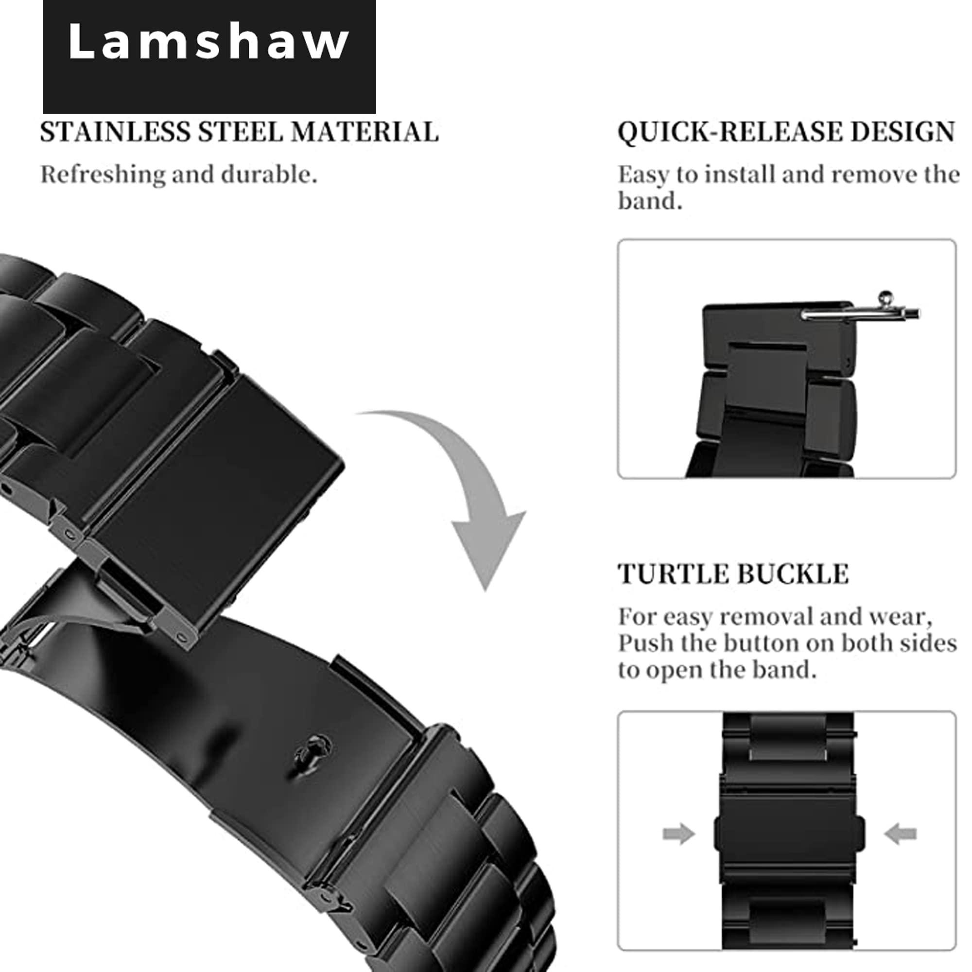 Blueshaweu Stainless Steel Metal Band for CMF Watch Pro 2 - Quick Release Replacement Strap for CMF Watch Pro & Pro 2 Smartwatch - Perfect for Workouts, Office & Daily Wear