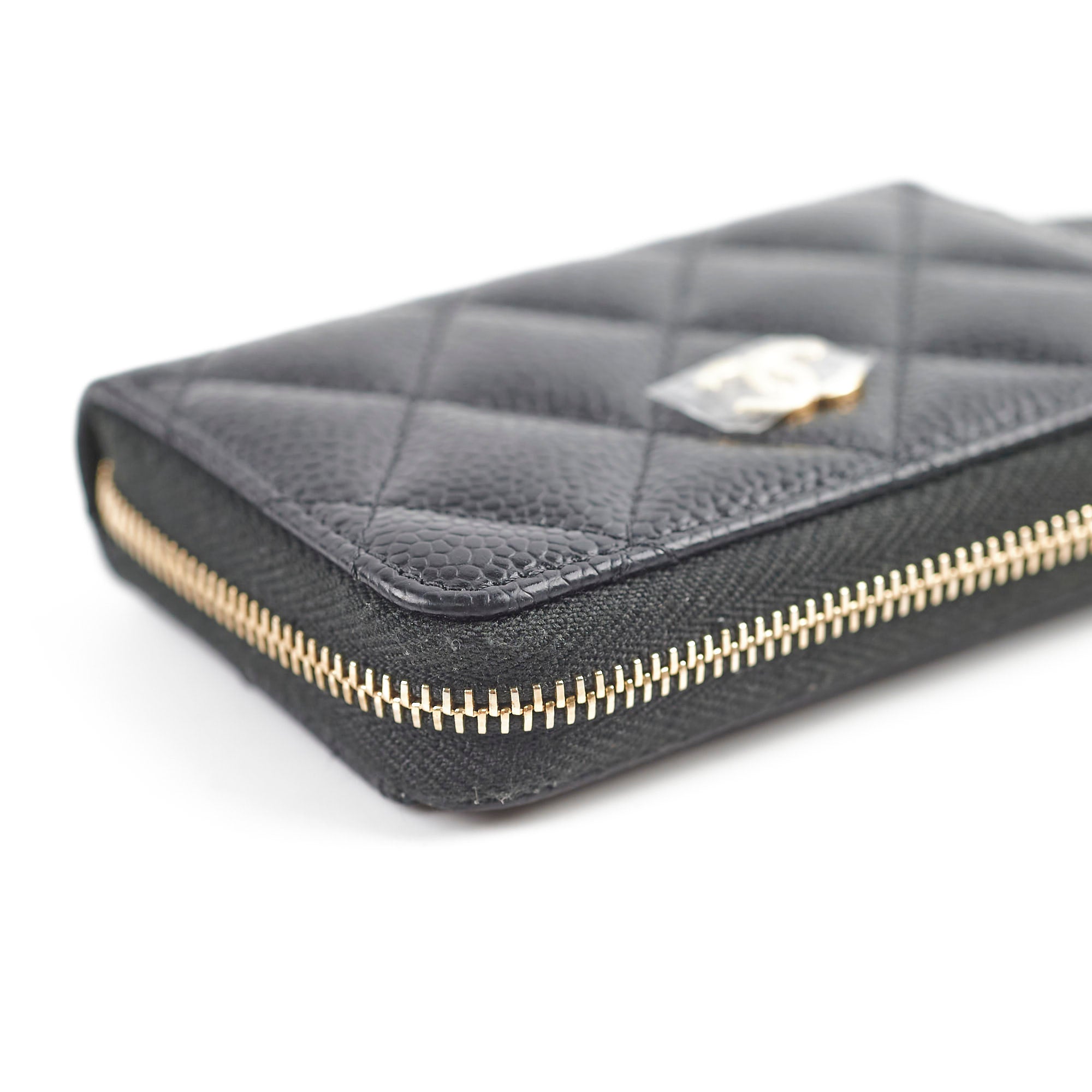 Chanel Caviar Leather Zipper Card Holder Wallet for Women - Black Luxury Small Purse for Credit Cards & Cash - Perfect for Everyday Use, Travel, and Gifting