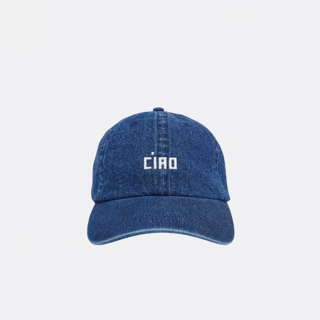 Ciao Baseball Cap for Men & Women - Navy Blue Denim Adjustable Dad Hat - Perfect for Outdoor Sports, Casual Wear & Sun Protection