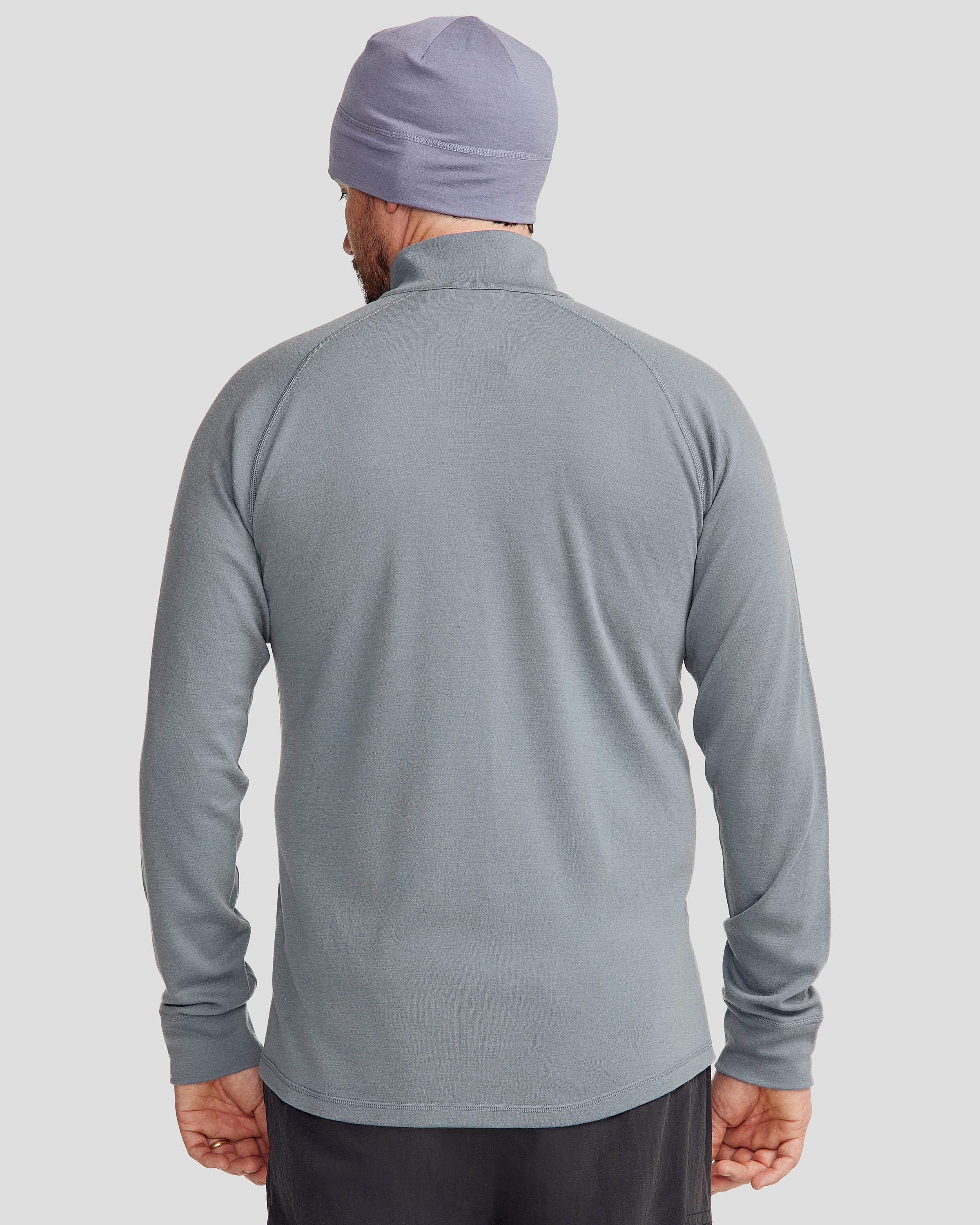 Men's K Merino 250 Quarter Zip Long Sleeve Base Layer - Lightweight Thermal Shirt for Hiking, Skiing & Outdoor Activities - Moon Color