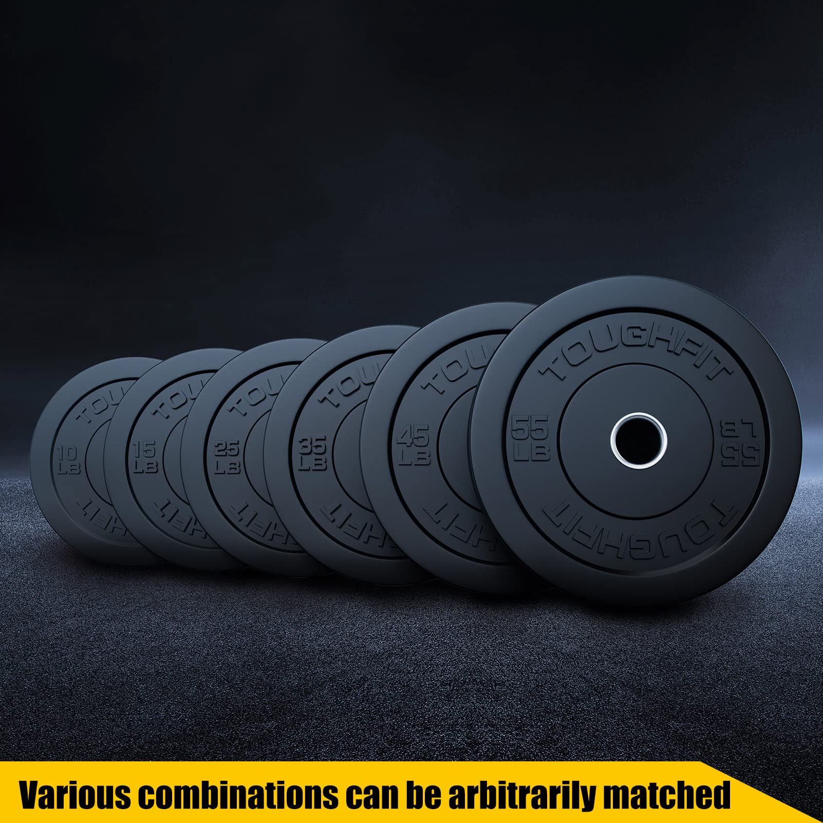 Olympic Bumper Plates with Steel Insert - 2 Inch Rubber Weight Plates for Strength Training & CrossFit - Pure Black (Single, Pair, Set Options) - Perfect for Home Gym, Powerlifting & Functional Fitness Workouts
