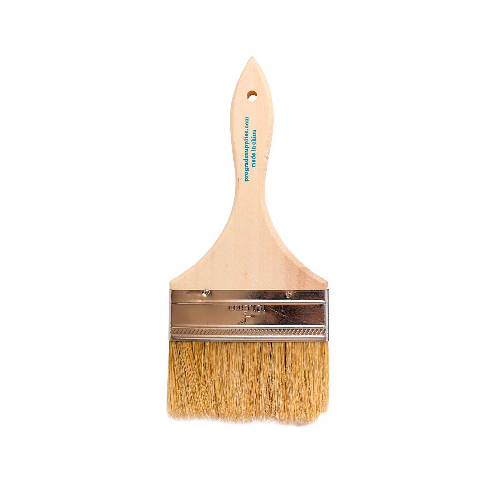 Professional Grade 4 Inch Chip Paint Brushes - Set of 12 Light Brown Natural Bristle Brushes for Painting, Staining, Varnishing - Perfect for DIY Projects, Furniture Restoration & Home Decor