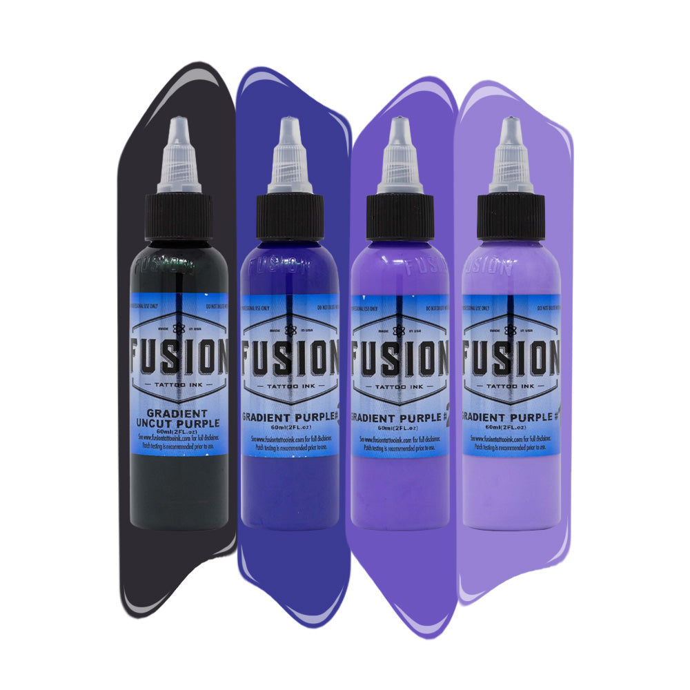 Premium Gradient Purple 4-Pack Tattoo Ink Set - 1oz Bottles for Professional & DIY Tattoo Artists - Perfect for Sleeves, Cover-Ups & Fine Line Work