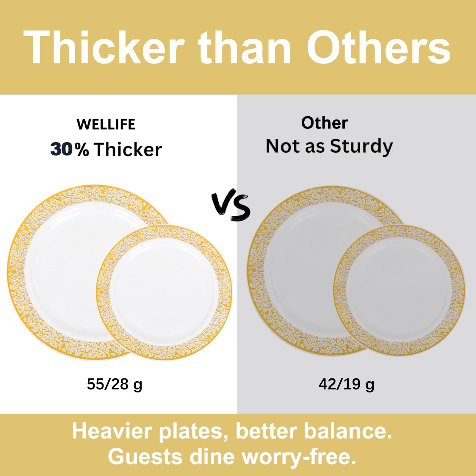 WELLIFE 210-Piece Gold Plastic Party Tableware Set - 30 Dinner Plates, 30 Dessert Plates, 30 Cups, 30 Napkins & 30 Cutlery Sets - Elegant Disposable Gold Silverware for Wedding, Birthday, Bridal Shower & Special Events - Perfect for Indoor/Outdoor Celebrations & Catering