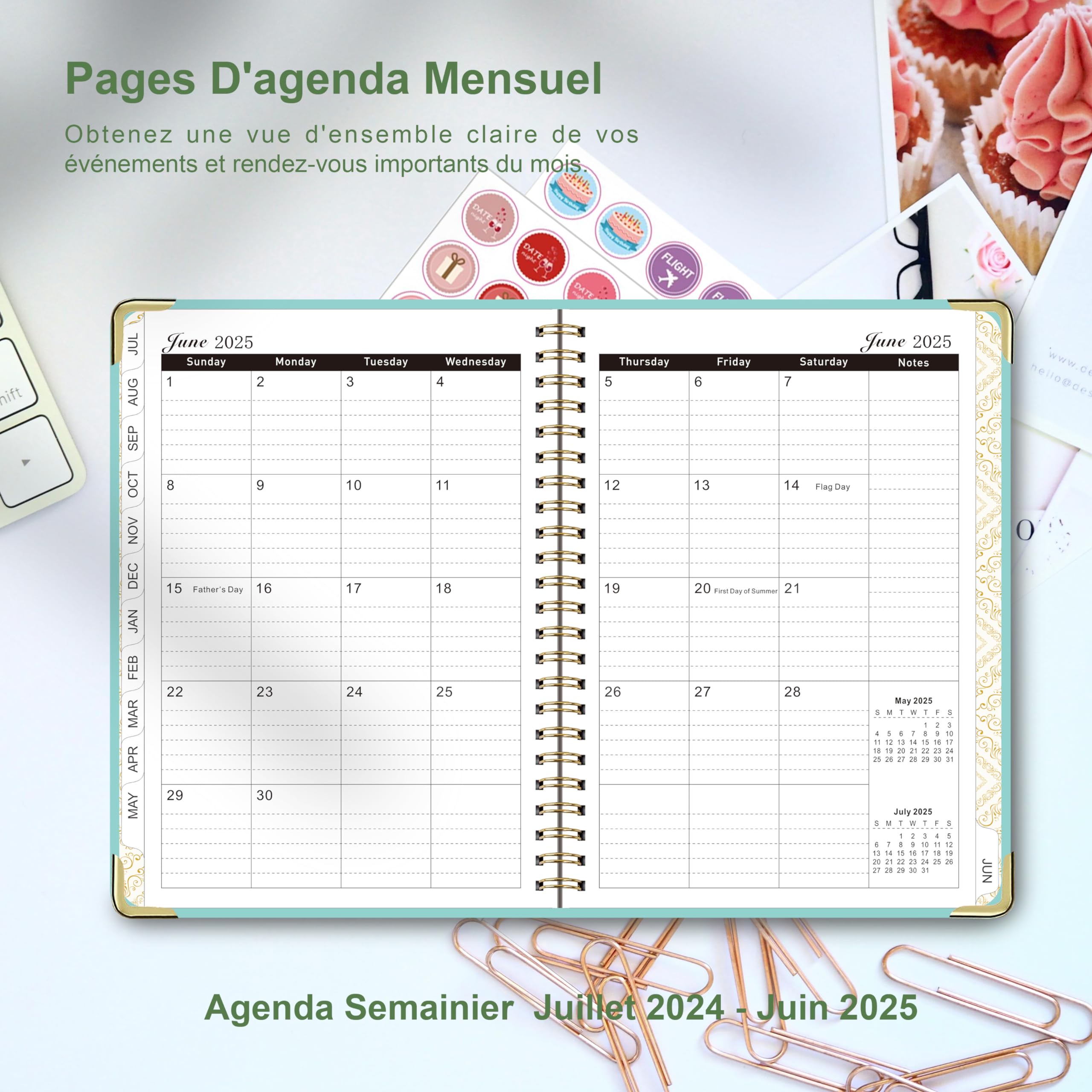 2024-2025 Spiral Weekly Planner - A5 Academic School Planner July 2024 to June 2025 (12 Months) with Stickers & Foldable Storage Pouch, Perfect for Students, Teachers & Office Organization (Black 24-25)
