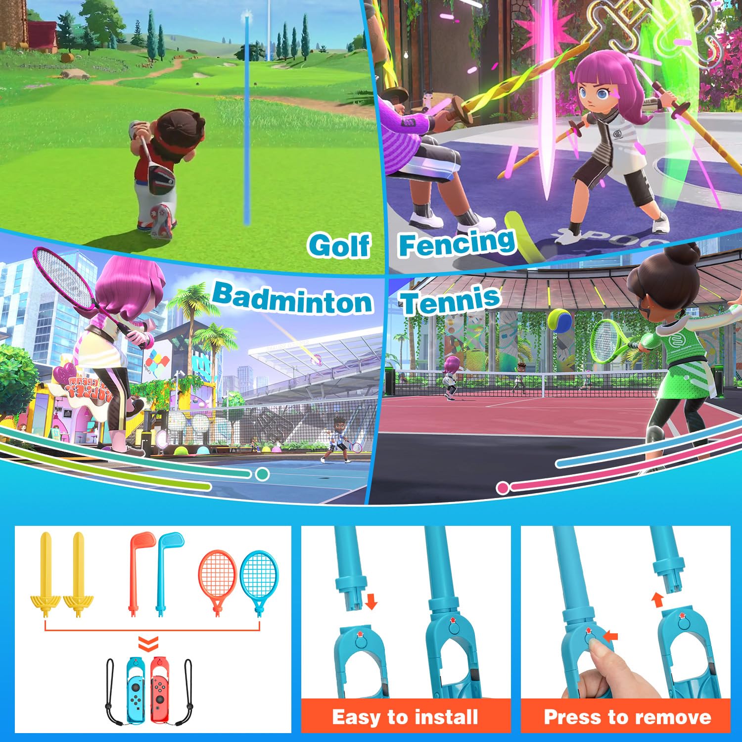 16-in-1 Nintendo Switch Sports Accessories Bundle with Organizer Station - Compatible with Switch & Switch OLED - Perfect for Family Game Nights & Multiplayer Sports Games