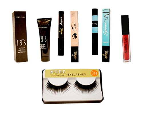 Milan'o Beauty Combo Makeup Kit - BB Cream, Eyeliner, Mascara & Liquid Lipstick Set (Random Shade) for Women & Teens | Perfect for Everyday Makeup, Party Looks & Gift Giving