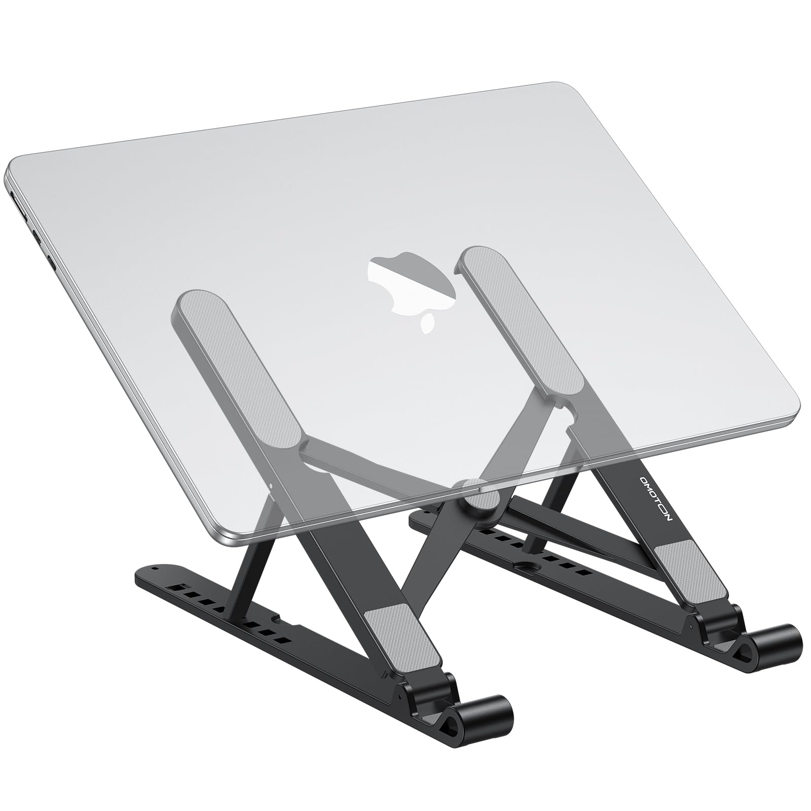 OMOTON Adjustable Laptop Stand for Desk - Portable, Foldable Computer Riser Holder Compatible with All Laptops & Tablets up to 15.6” - Perfect for Home, Office, and Travel Use