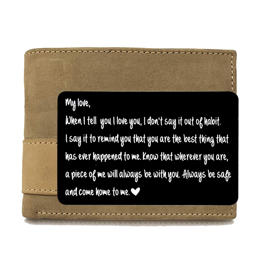 I Love You Engraved Wallet Card - Romantic Love Note for Husband, Boyfriend & Anniversary Gift - Personalized Valentine's Day Present for Men - Perfect for Couples, Weddings & Special Occasions
