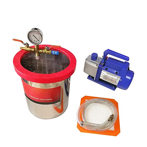 6 Gallon Stainless Steel Vacuum Chamber Kit with 10CFM Two-Stage Pump - Perfect for Food Preservation, Resin Degassing & Science Experiments