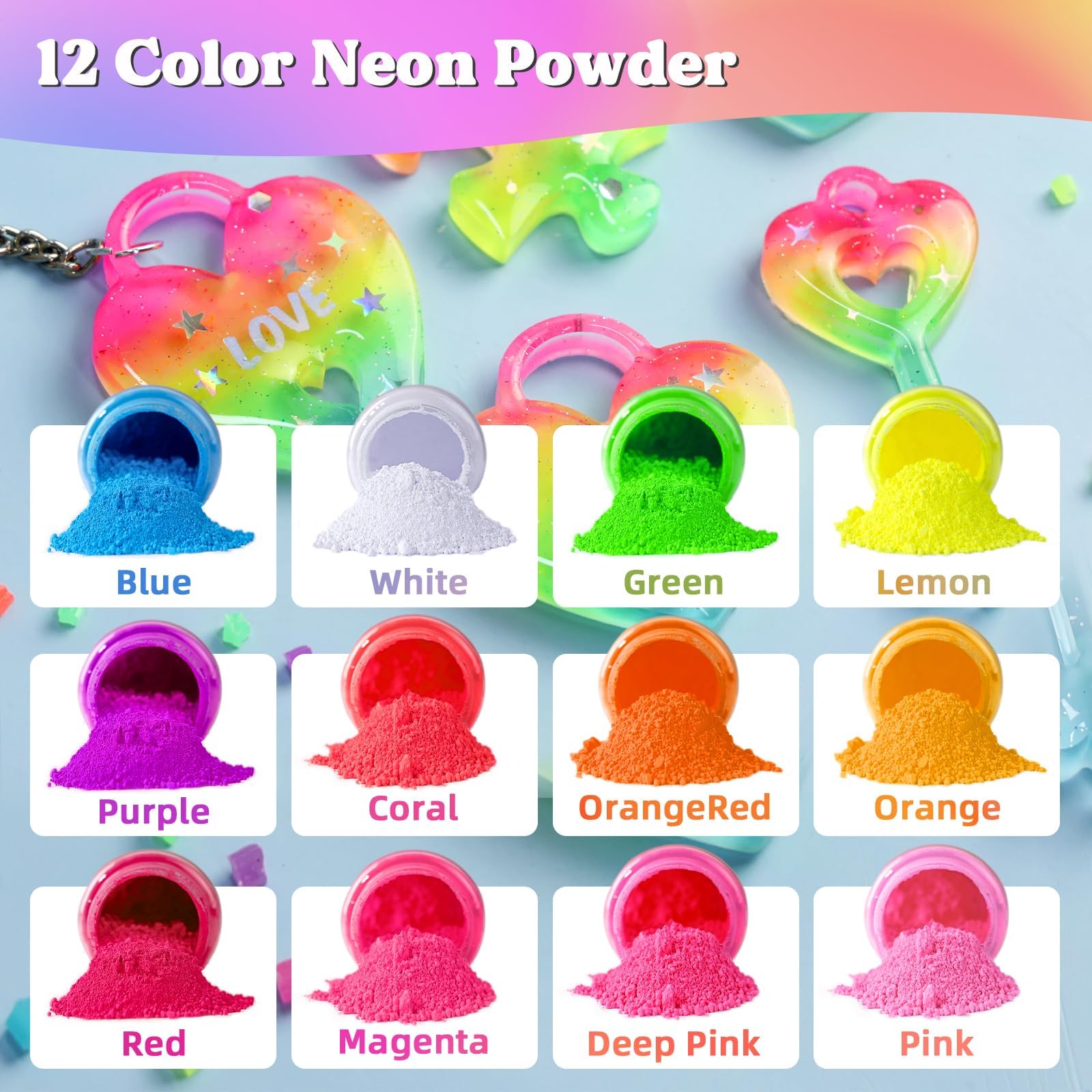 UV Resin Kit with UV Light & Neon Pigment Powder - Complete DIY Jewelry Making Set for Epoxy Resin Crafts, Pendants, Keychains - Perfect for Beginners & Artists