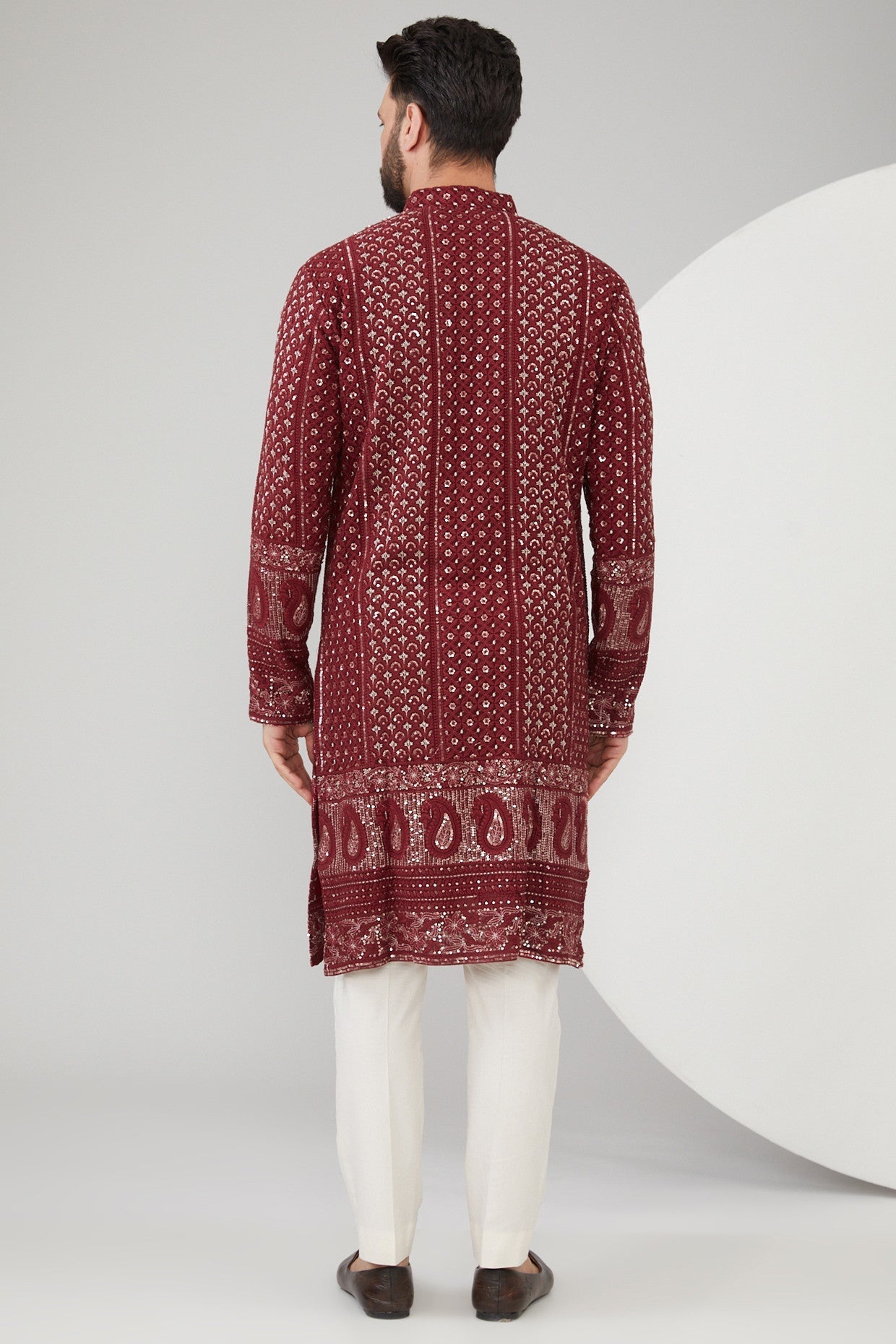 Elegant Maroon Georgette Chikankari Embroidered Kurta for Women | Traditional Indian Handcrafted Tunic | Perfect for Festivals, Weddings & Casual Wear
