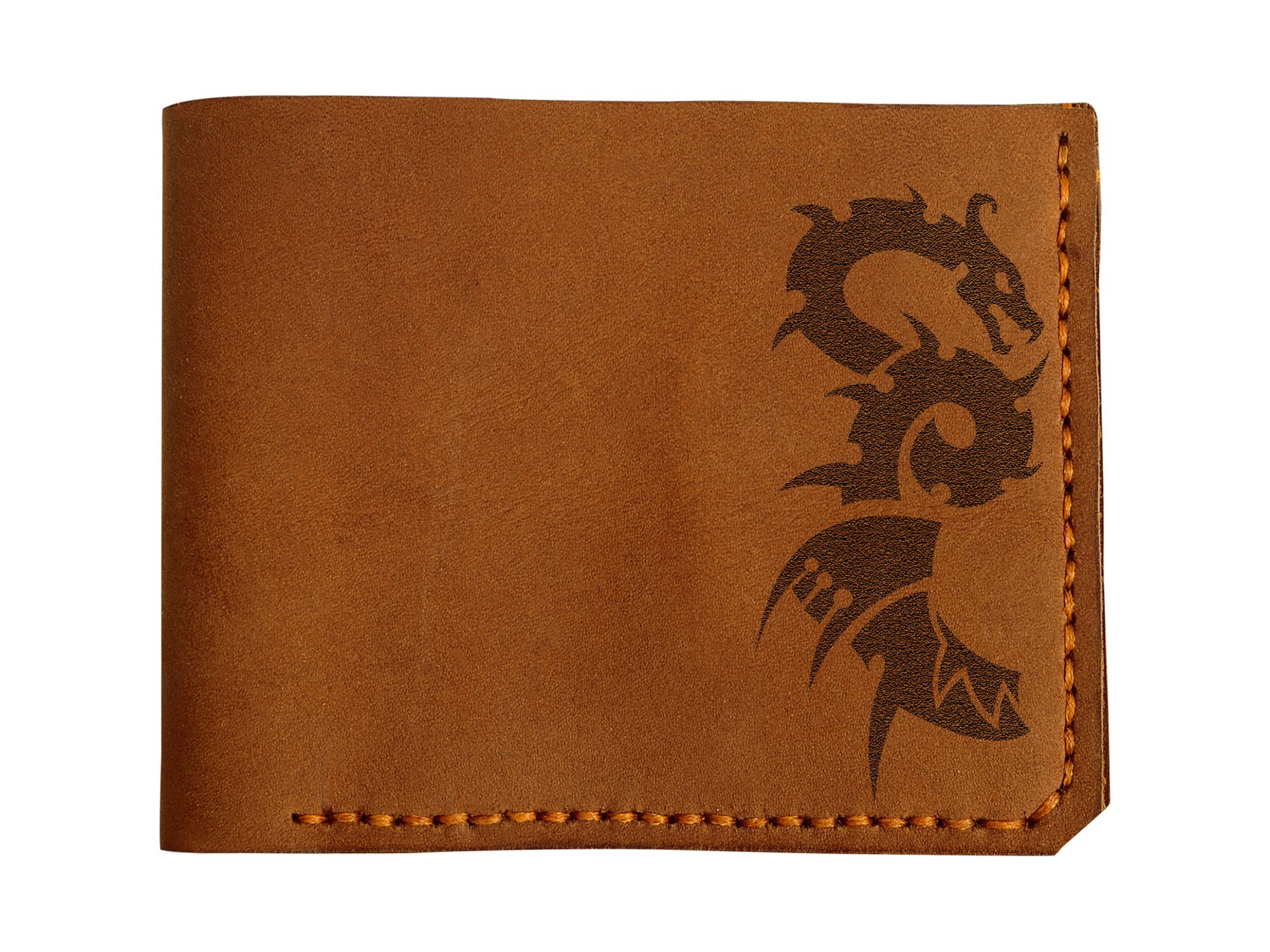 Genuine Handmade Pull-Up Leather Wallet for Men - Dragon Abstract Design - Perfect for Everyday Use, Travel & Gift Giving