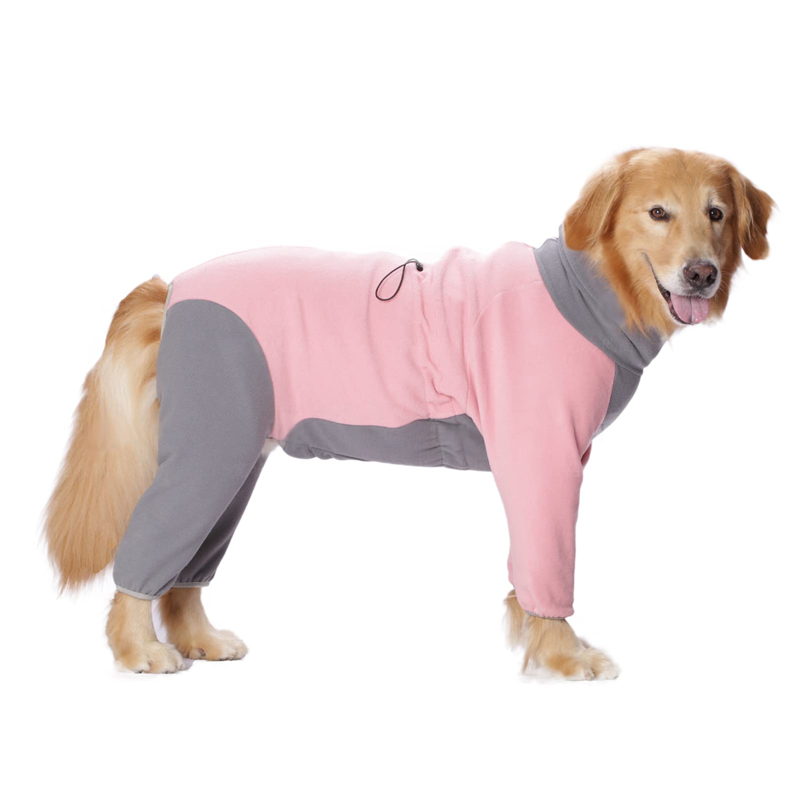 Warm Fleece Dog Winter Coat with High Collar - Windproof Full Body Snowsuit for Large & Medium Dogs | X-Large Pink Dog Sweater for Cold Weather | Perfect for Winter Walks & Outdoor Adventures