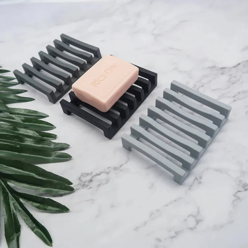 Waveform Silicone Soap Holder - Non-Slip Bathroom Organizer for Showers, Sinks & Kitchen - Durable, Easy to Clean Soap Dish for Liquid or Bar Soap - Perfect for Home, Spa, RV & Travel Use