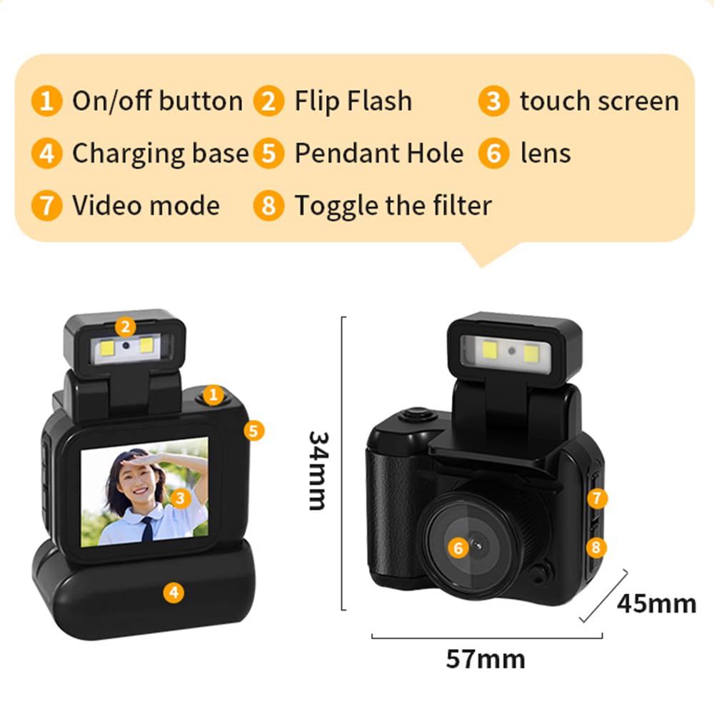 Andoer Mini Digital Camera 1080P HD - 1.44 Inch Compact Camera with 90° Rotatable Flash, Rechargeable Portable Camera for Kids, Beginners & Adults - Perfect for Travel, Birthday Gifts & Everyday Photography