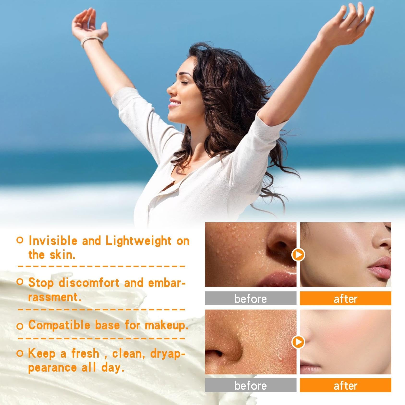 2PC Oil Control & Anti-Perspirant Face Cream - 50ml Matte Moisturizer for Oily & Sweaty Skin - Perfect for Gym, Outdoor Activities & Daily Use