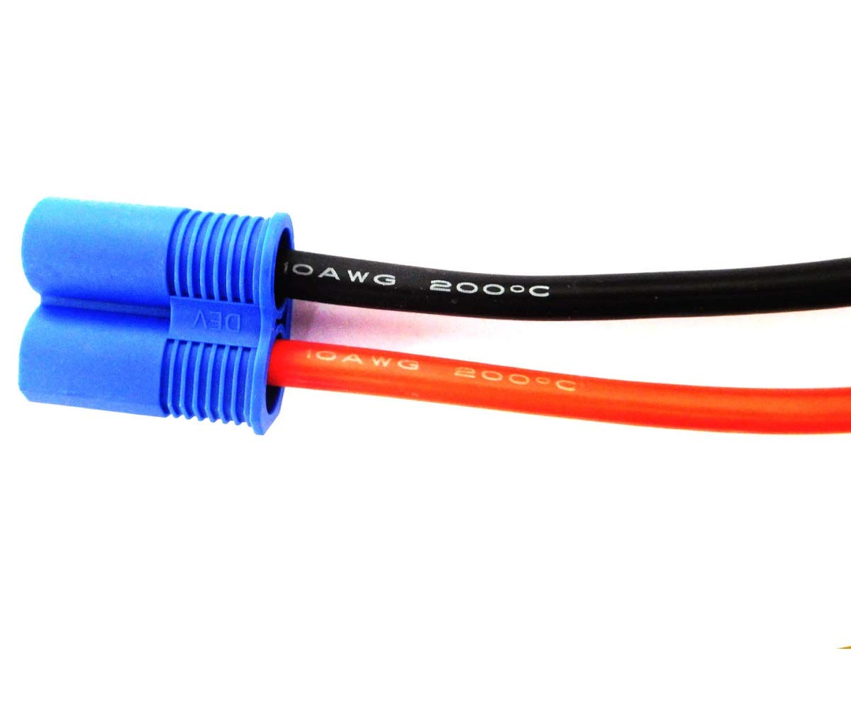 **EC8 Male to Female RC Battery Connector Adapter - 10AWG Silicone Wire (15CM/0.5FT) - High Current Extension Cable for RC Cars, Drones, and Battery Chargers**