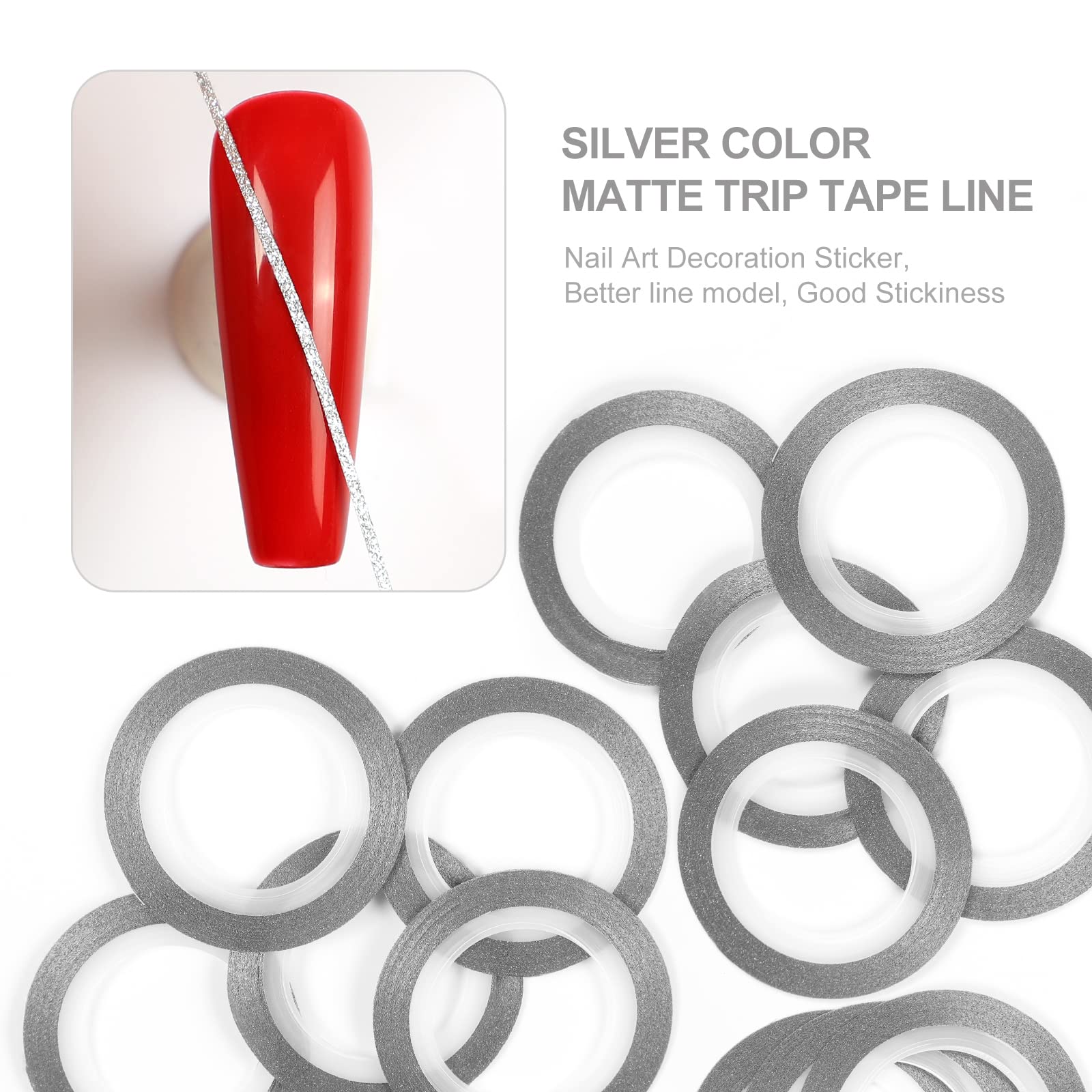 Silver Frosted Nail Art Striping Tape - DIY Manicure Decoration Stickers for Nail Design | Perfect for Salon, Home Use & Party Nail Art