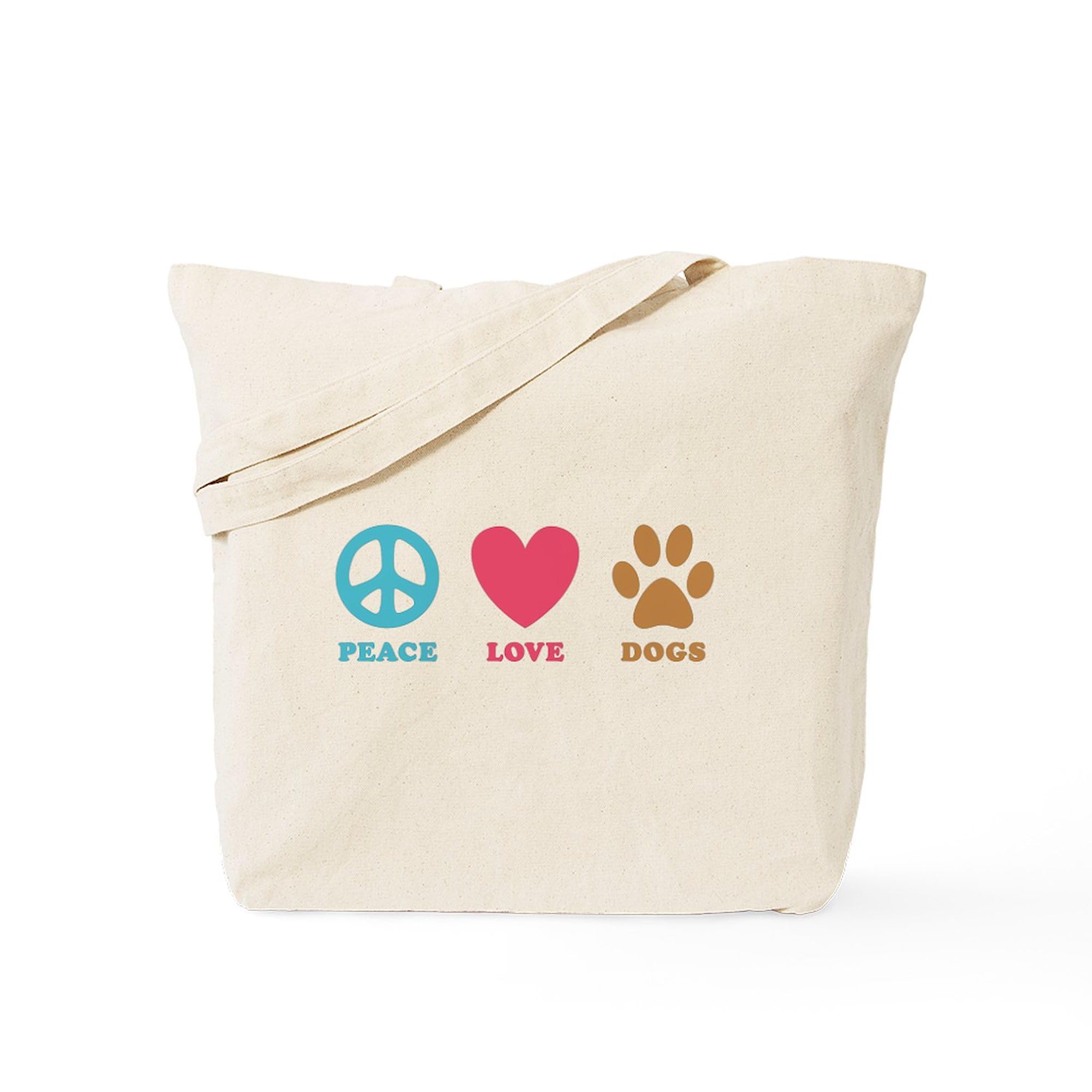 Peace Love Dogs Tote Bag - Eco-Friendly Natural Canvas Reusable Shopping Bag for Groceries, Beach & Daily Use | CafePress