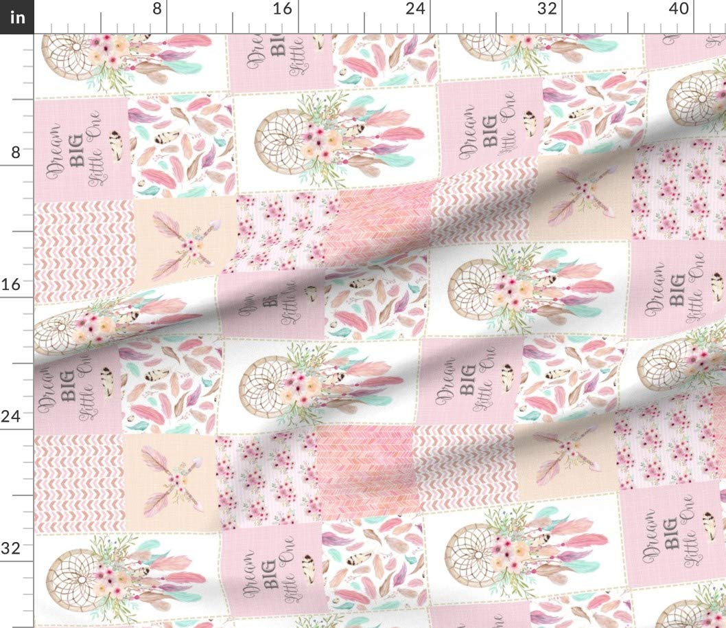 Dream Catcher Patchwork Quilt Fabric - Pink Mint Printed Petal Signature Cotton by The Yard for Sewing, Quilting, Apparel & Home Decor | Perfect for Girls' Bedroom, DIY Crafts & Bohemian Style Projects