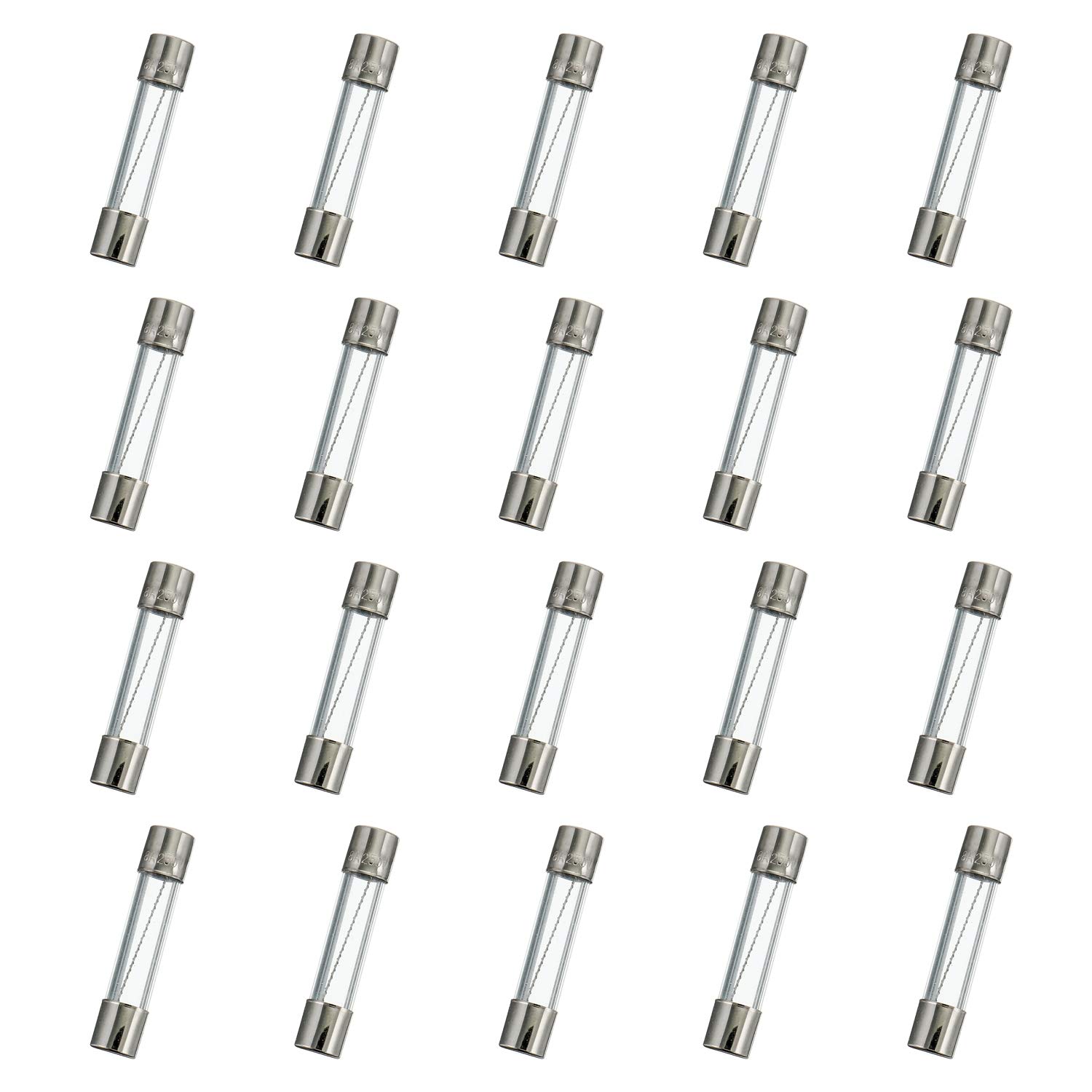 20 Pcs 6x30mm T8AL250V Slow Blow Glass Fuses 8A 250V 0.24 x 1.18 Inch Time Delay Fuses for Electronics, Appliances, and Power Supplies - Perfect for Home, Office, and Industrial Use