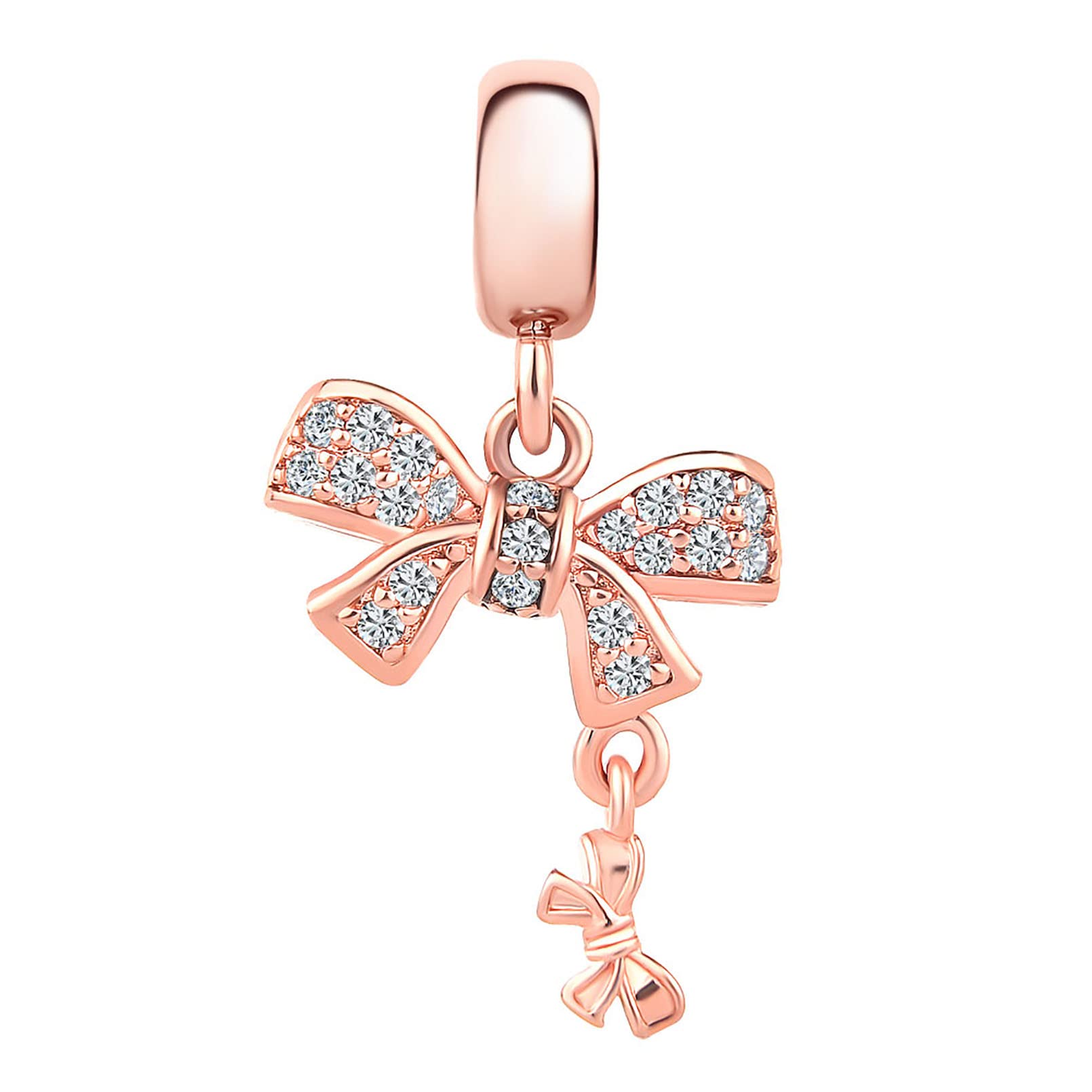 Rose Gold & Silver Two-Tone Bowknot Charm for Pandora Moments Bracelets - Perfect Gift for Women, Daughter, Sister | Christmas, Birthday, Anniversary Jewelry Present
