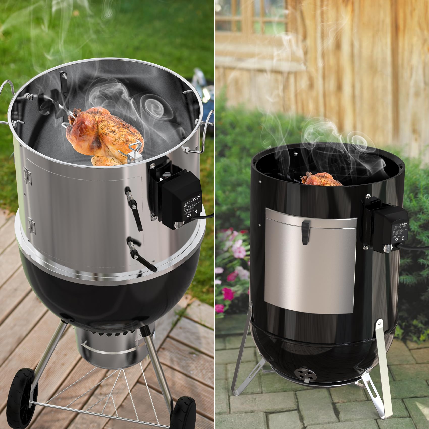 OnlyFire Stainless Steel Rotisserie Kit for Weber 18