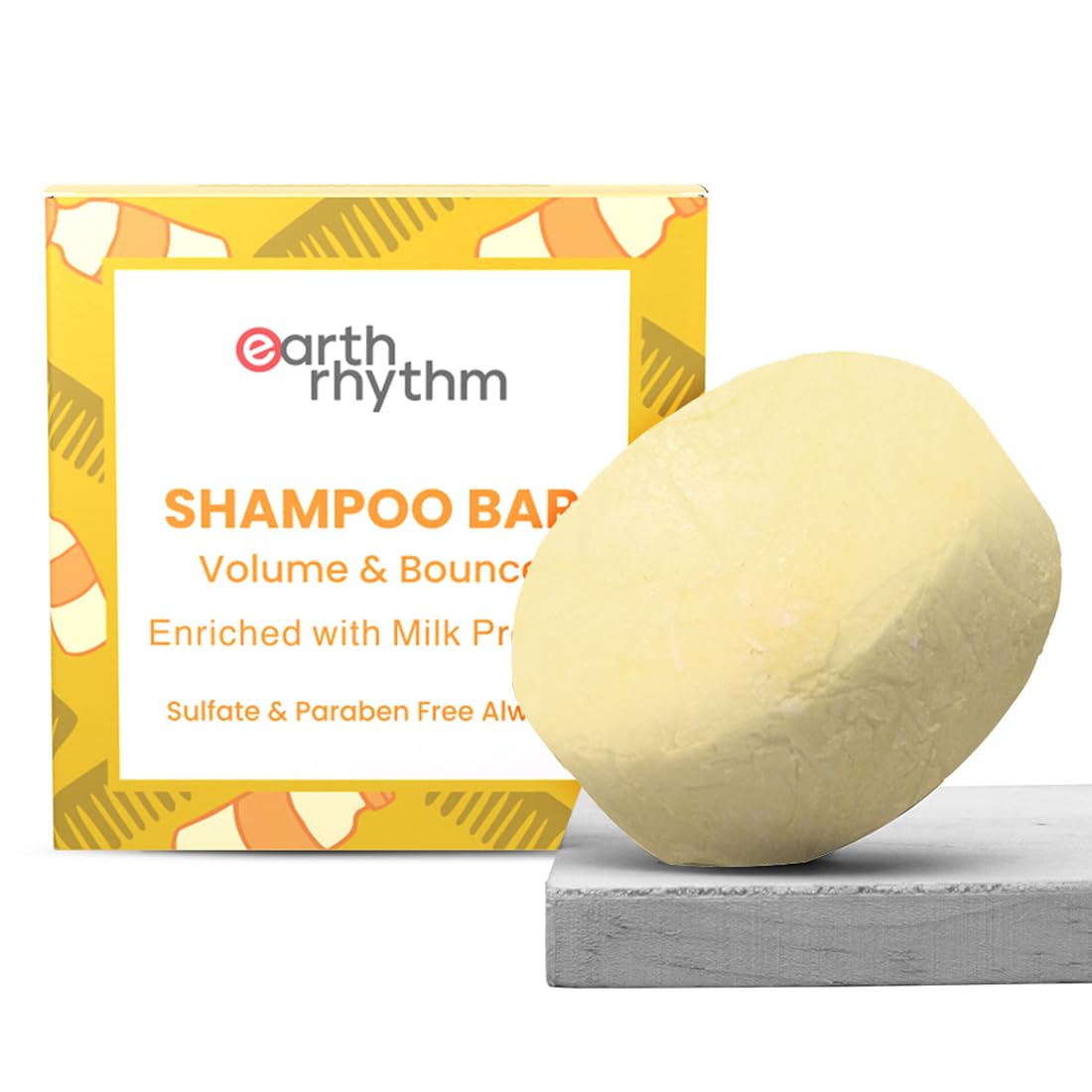 Earth Rhythm Milk Shampoo Bar - Sulfate & Paraben Free, Plastic-Free 80g Natural Hair Cleanser | Gentle Daily Use for All Hair Types | Eco-Friendly Cardboard Packaging | Perfect for Travel, Gym & Zero-Waste Lifestyle