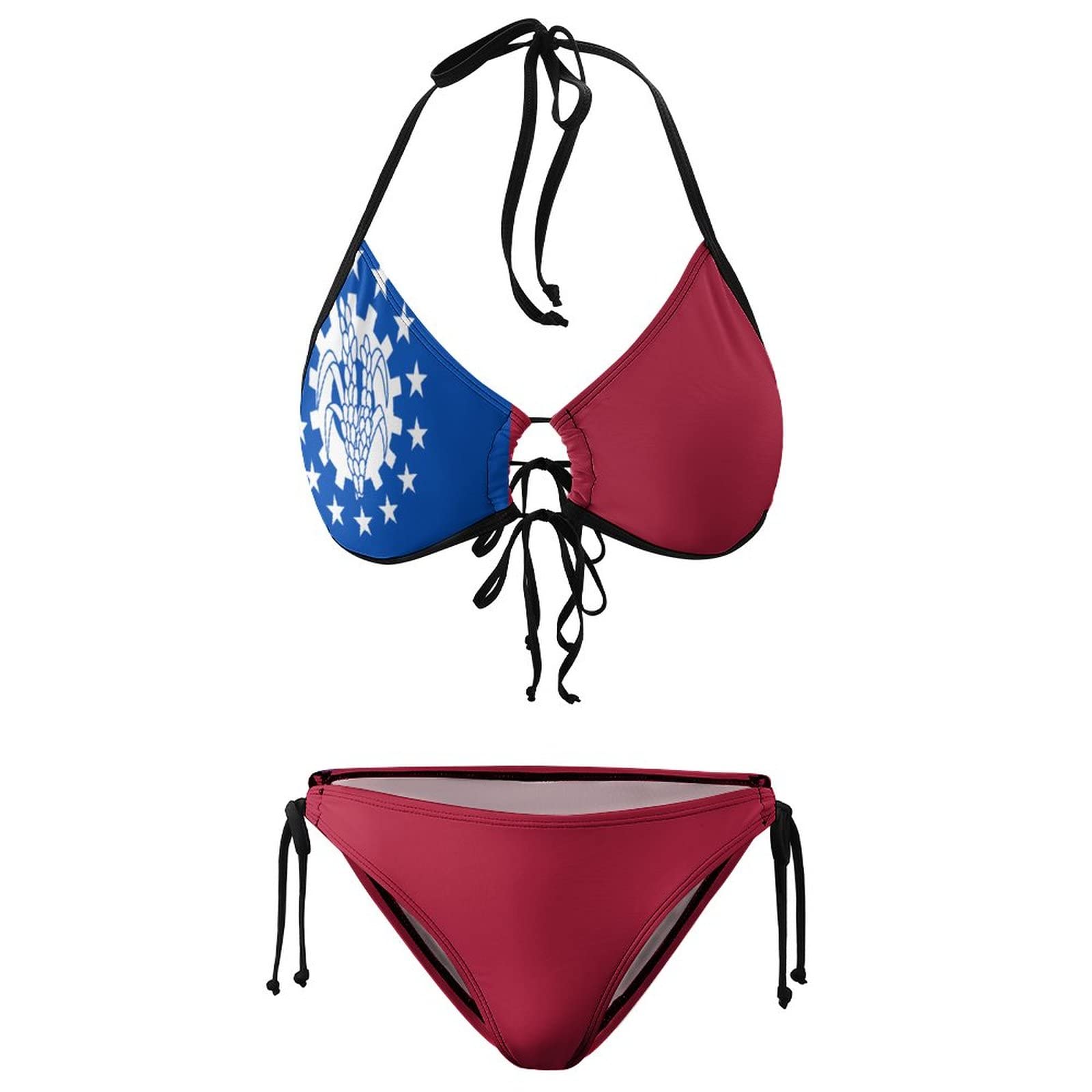 Myanmar Flag Bikini Set for Women - Large Size Swimwear for Beach, Pool Party & Summer Vacation | Patriotic Swim Suit with Myanmar National Flag Design