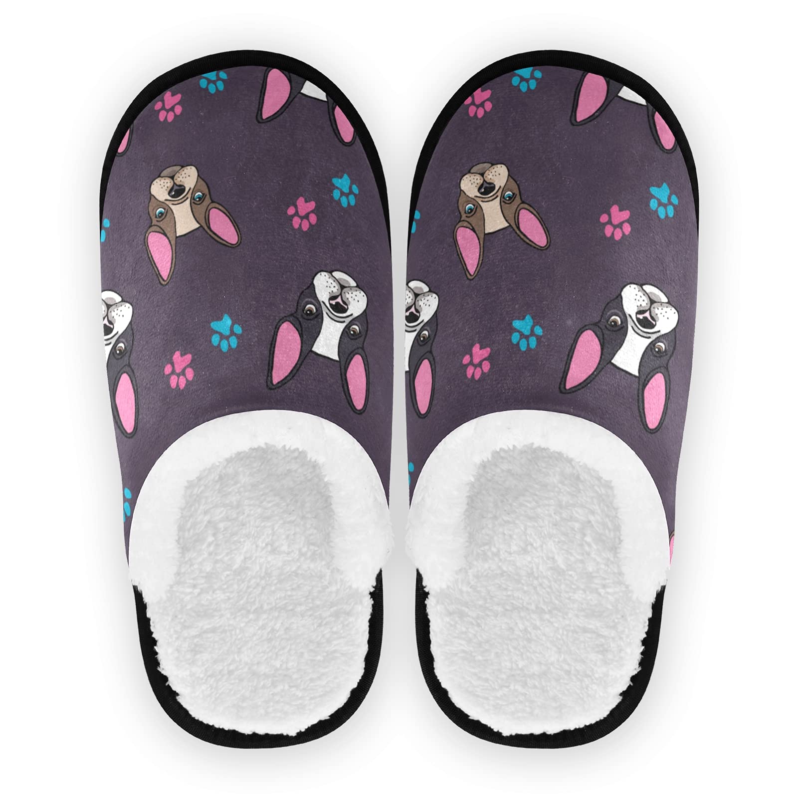 French Bulldog Paw Print Slippers for Women, Men & Kids - Cozy Coral Fleece House Shoes for Indoor & Bedroom Use - Perfect Gift for Dog Lovers, Home Relaxation and Winter Comfort
