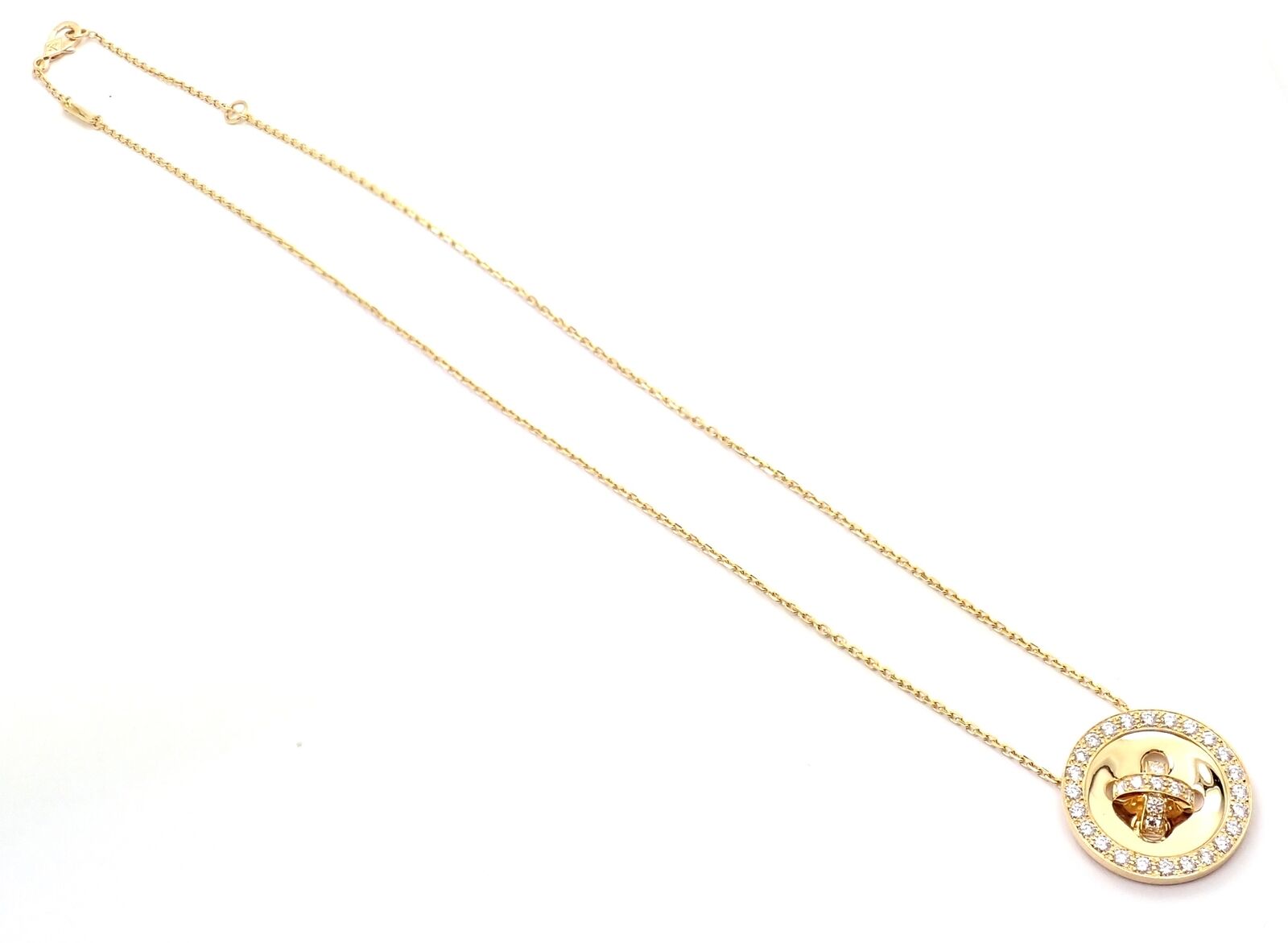 Authentic Van Cleef & Arpels 18k Yellow Gold Diamond Button Pendant Necklace for Women - Luxury Jewelry Gift for Anniversary, Birthday & Special Occasions