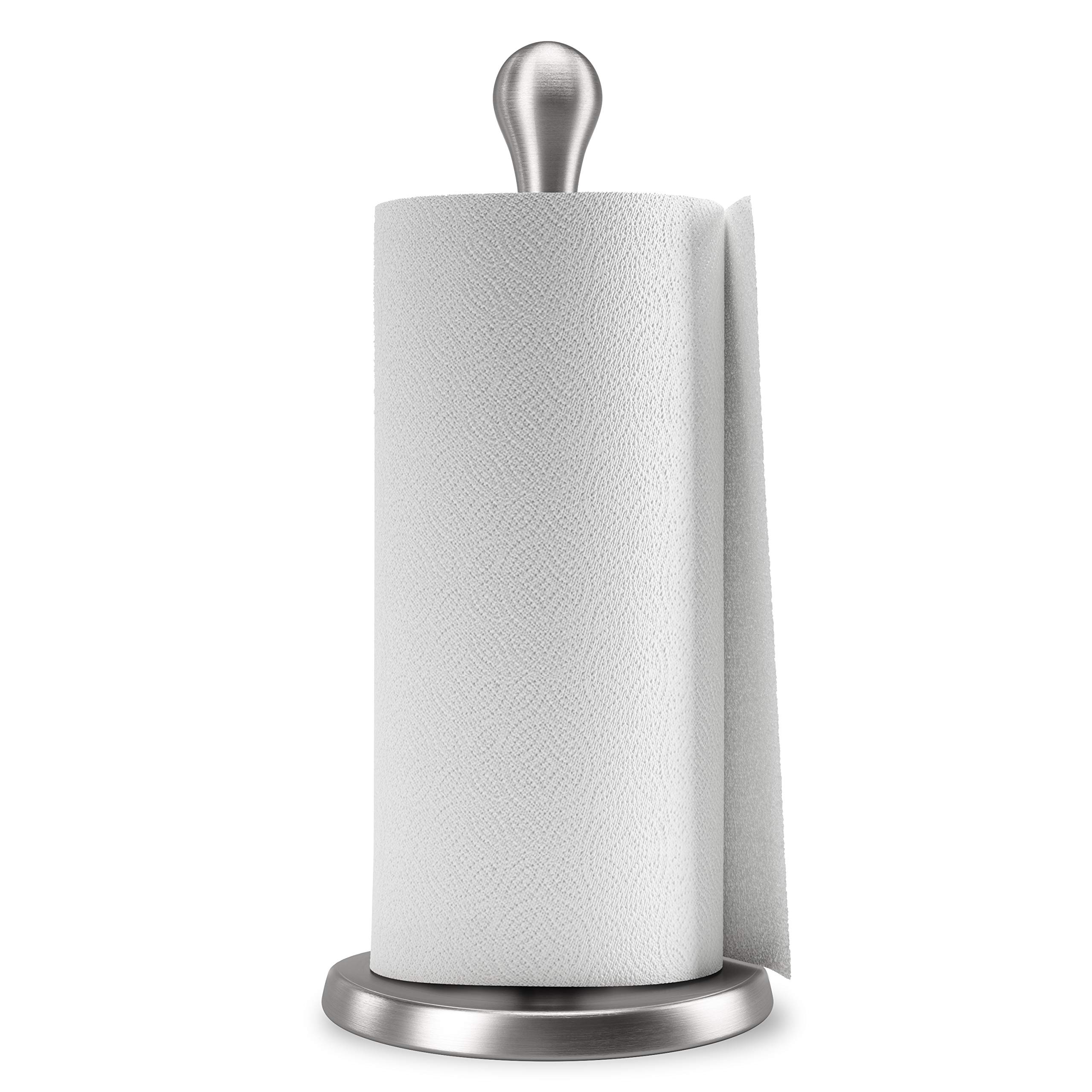 Stainless Steel Tug Paper Towel Holder - Wall Mount or Countertop, Durable & Rustproof for Kitchen, Bathroom, Office (Silver) - Perfect for Easy Access to Paper Towels While Cooking or Cleaning