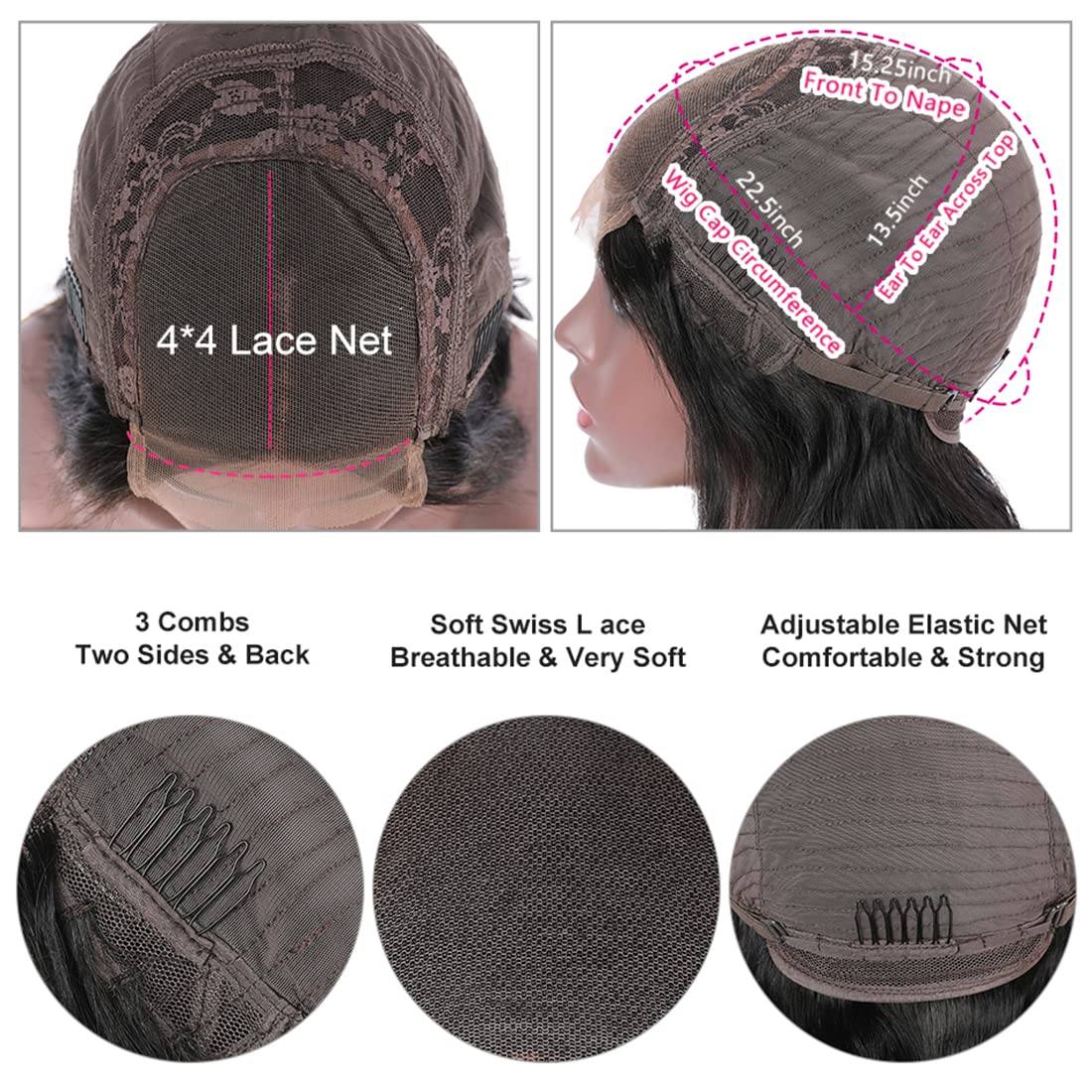 4x4 Lace Front Human Hair Wig | 100% Unprocessed Brazilian Virgin Remy Hair | 30 Inch Body Wave Lace Closure Wig with Baby Hair | 150% Density | Natural Color for Black Women | Perfect for Daily Wear, Special Occasions & Protective Styling