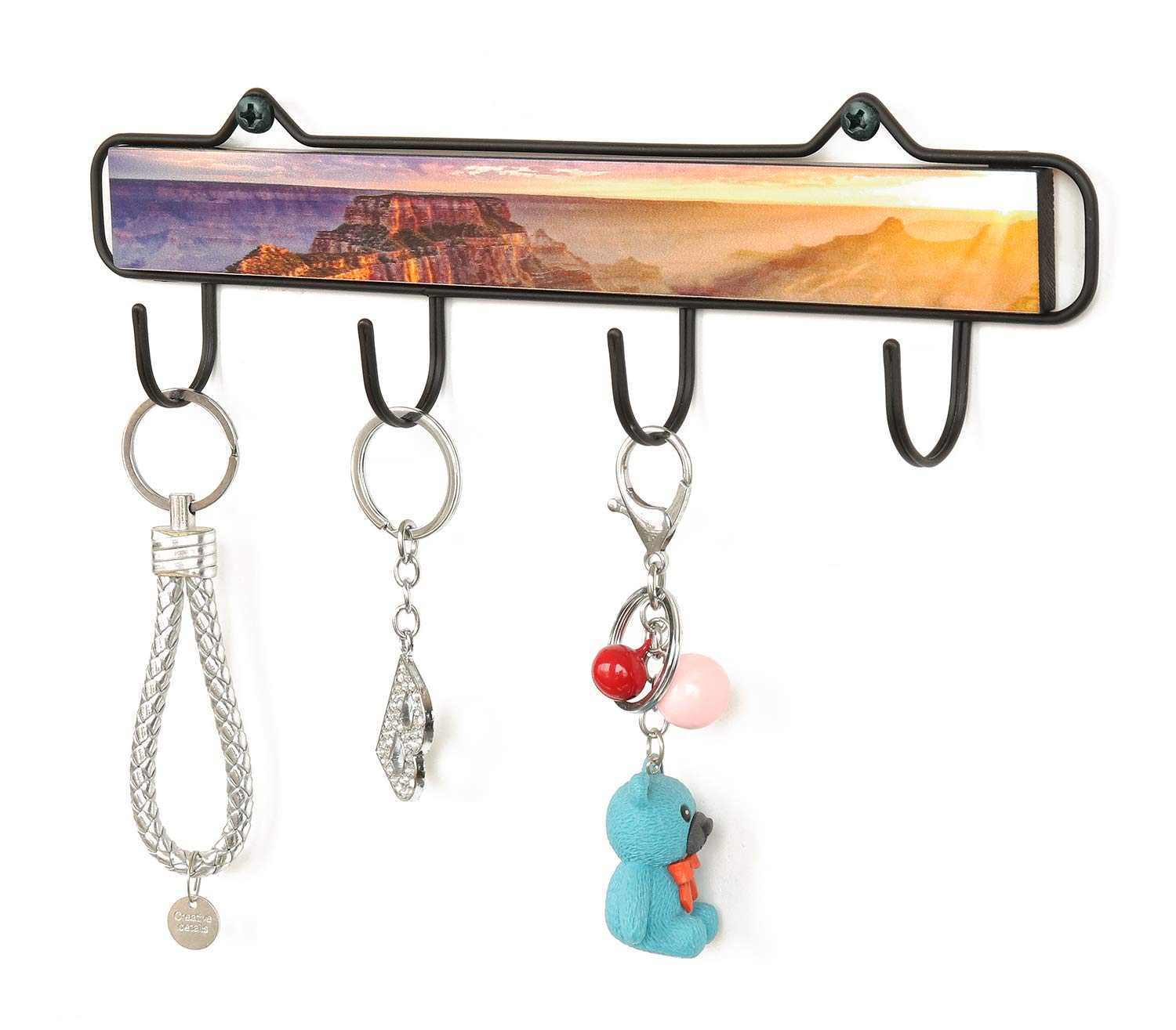 Creathome Cat Ear Key Holder with 4 Hooks - Canyonlands National Park Design - Wall Mounted Entryway Organizer for Keys, Hats & Accessories