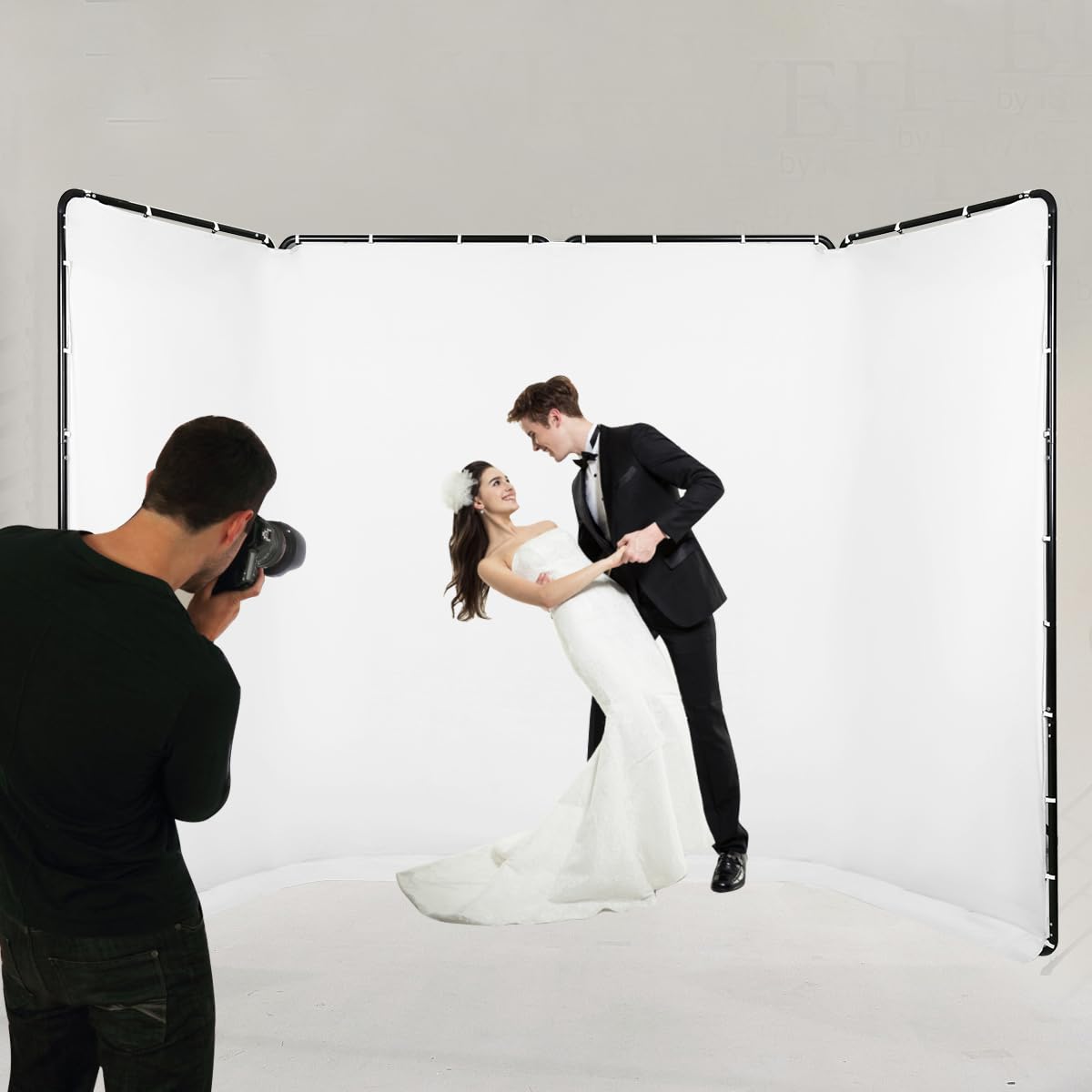 GSKAIWEN 7.87ft x 13.12ft White Photography Backdrop with Stand - Portable Large Wrinkle-Resistant Collapsible Background for Studio, Video Shooting, Product & Portrait Photography - Perfect for YouTube Videos, Headshots, and E-commerce Product Photos