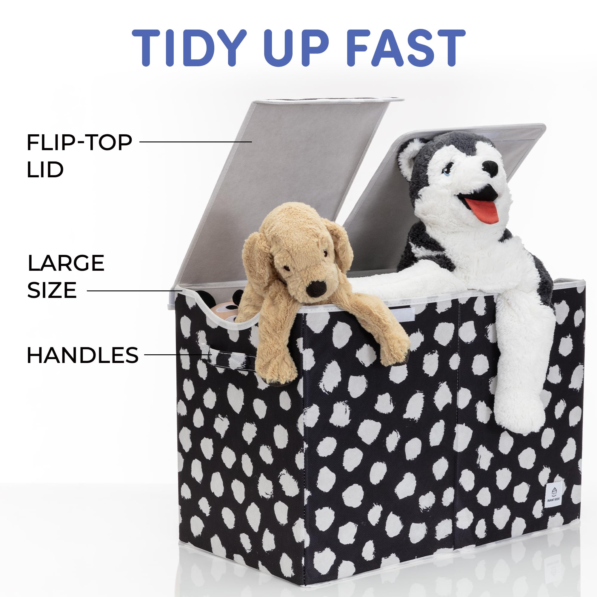 Kids Toy Storage Chest - Large Black Toy Box with Detachable Organizer & Flip-Top Lid for Boys & Girls | Nursery, Playroom & Bedroom Organization