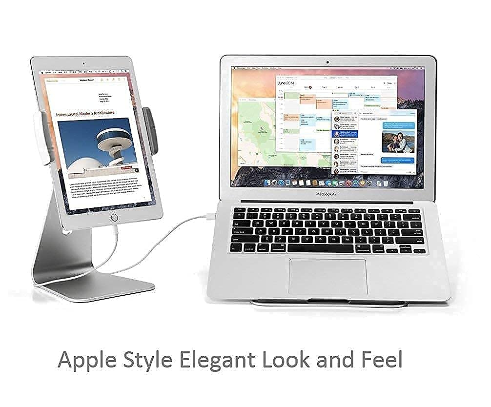 AboveTEK Elegant Tablet Stand with Security Lock Cable - Adjustable Holder for iPad, Tablets & Phones - Perfect for Home, Office & Travel Use
