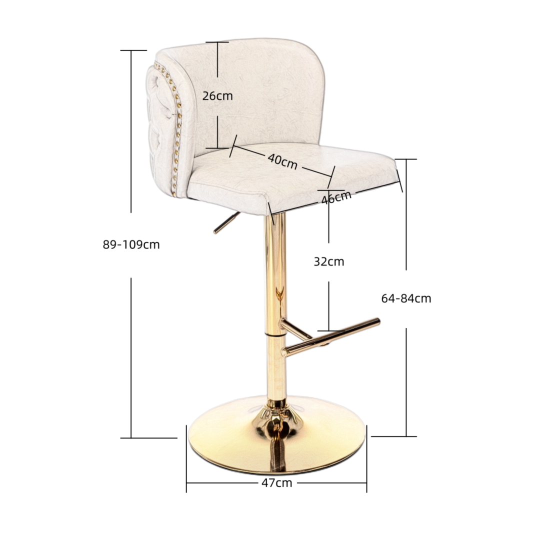 2 Black Faux Leather Swivel Bar Stools with Golden Base - Perfect for Kitchen Island, Bar Counter & Home Decor