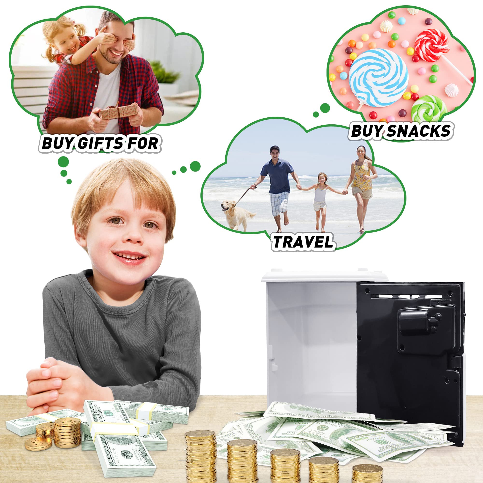 Electronic Password ATM Piggy Bank for Kids - Cute Money Saving Box with Auto Scroll for Coins & Bills - Best Gift for Boys & Girls - Perfect for Birthday, Allowance Savings & Financial Learning