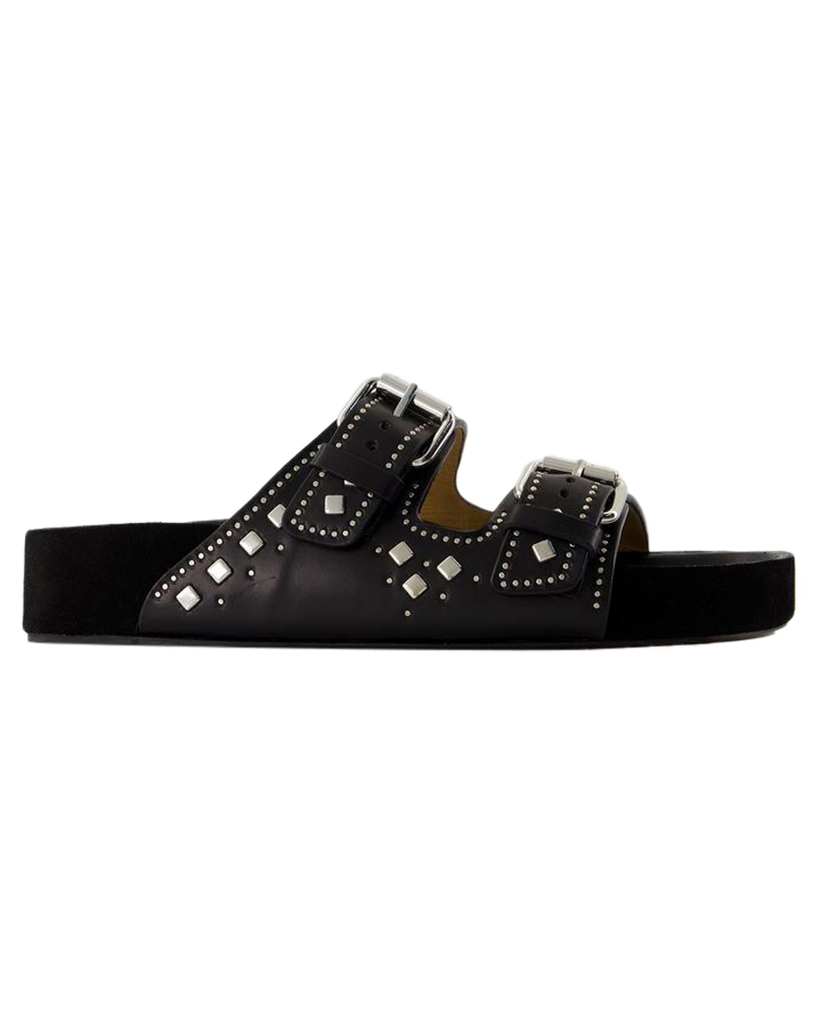 Anny Studded Leather Slides for Women - Comfortable Summer Sandals with Rhinestones - Perfect for Beach, Pool, and Casual Outings