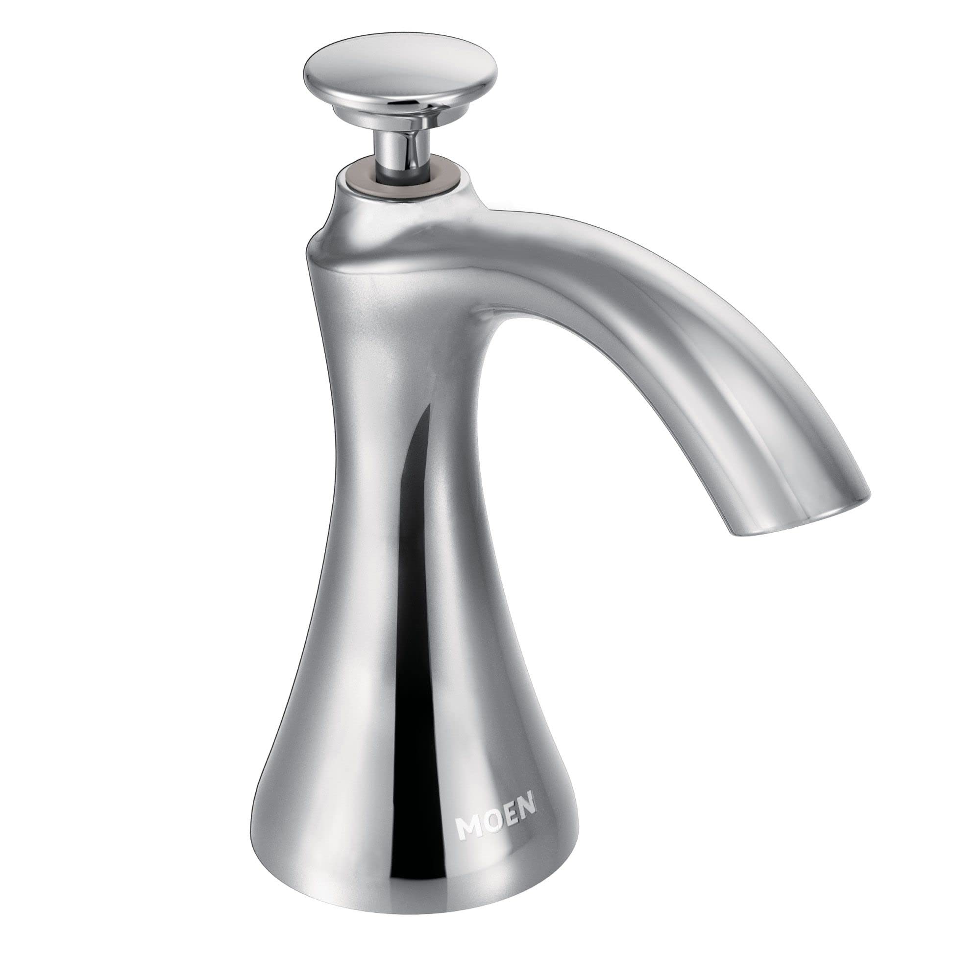 Moen S3946C Chrome Transitional Deck Mounted Kitchen Soap Dispenser - Above Sink Refillable Bottle for Modern Farmhouse & Contemporary Kitchens - Perfect for Daily Handwashing & Dish Cleaning