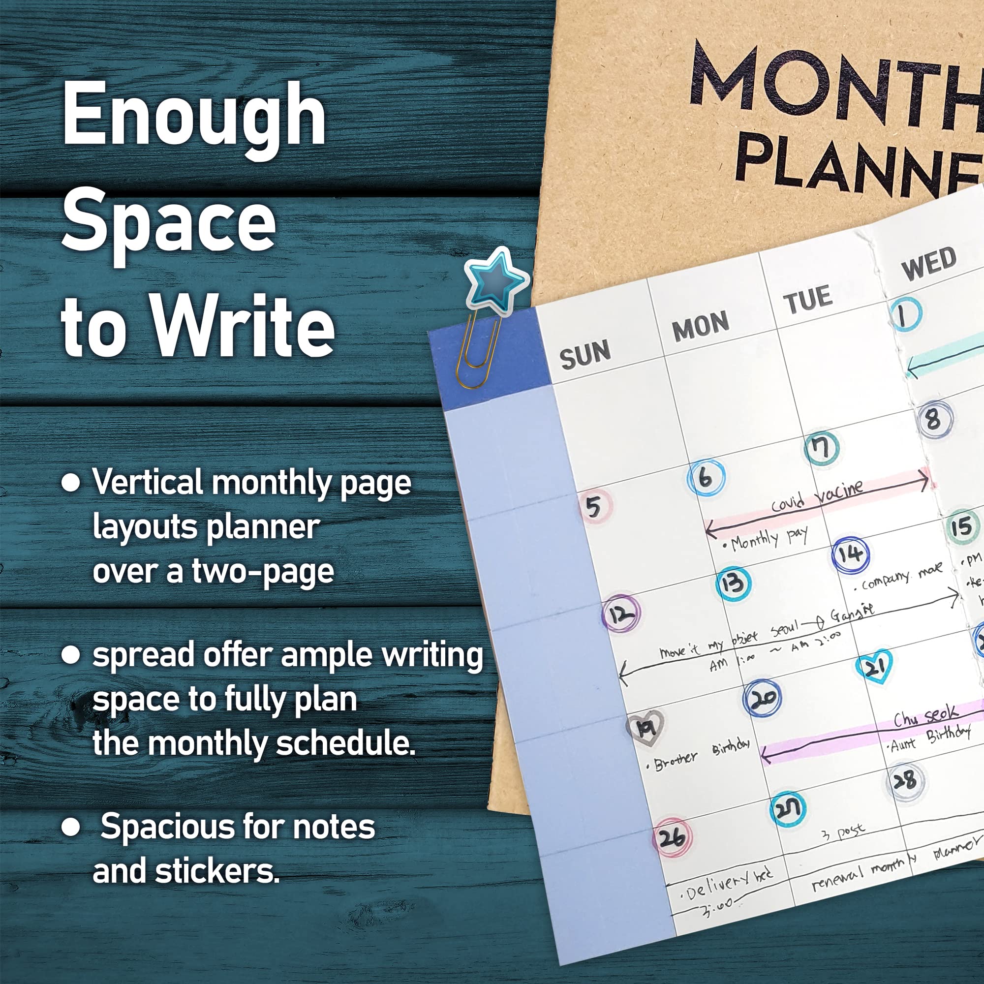 Undated Small Monthly Planner - 2 Pack Blank Calendar Notebook & Organizer 5.5