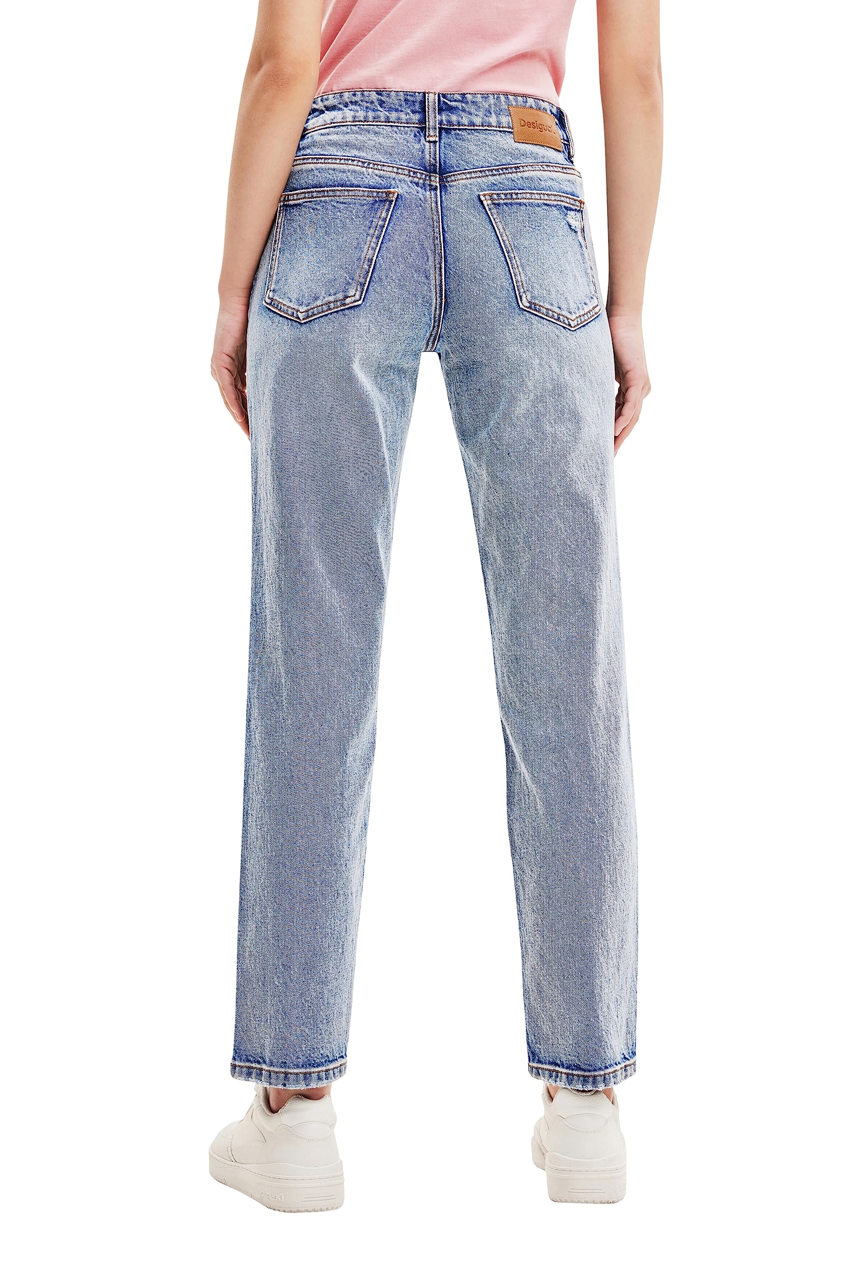 Desigual Women's Denim Jeans - High Waisted Straight Leg Pants for Casual Wear, Office & Everyday Outfits