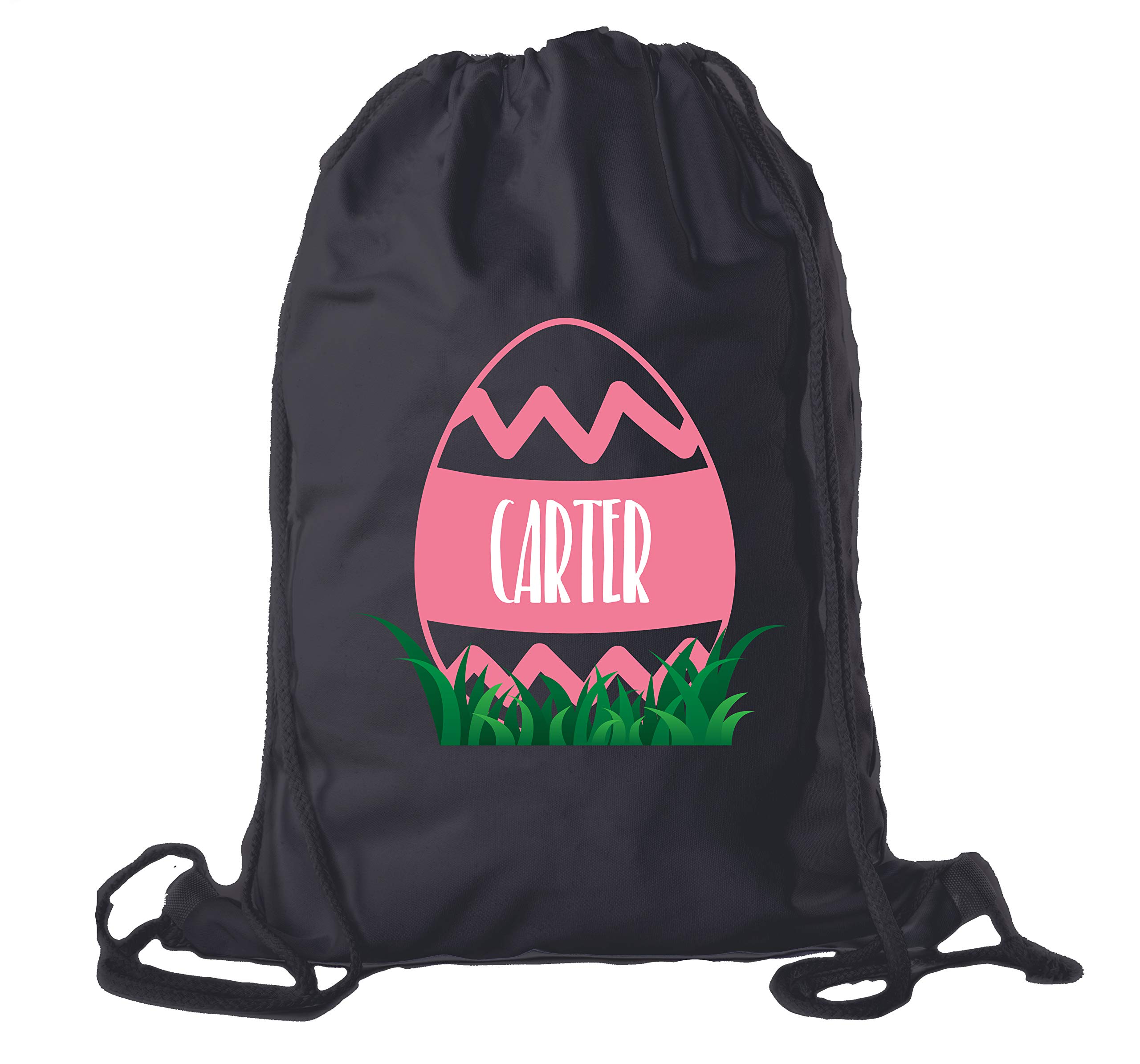 Custom Easter Basket Bags - Personalized Cotton Drawstring Backpacks for Kids & Adults - Easter Egg Hunt, Party Favors & Gift Giving - Reusable Zig Zag Pattern Design