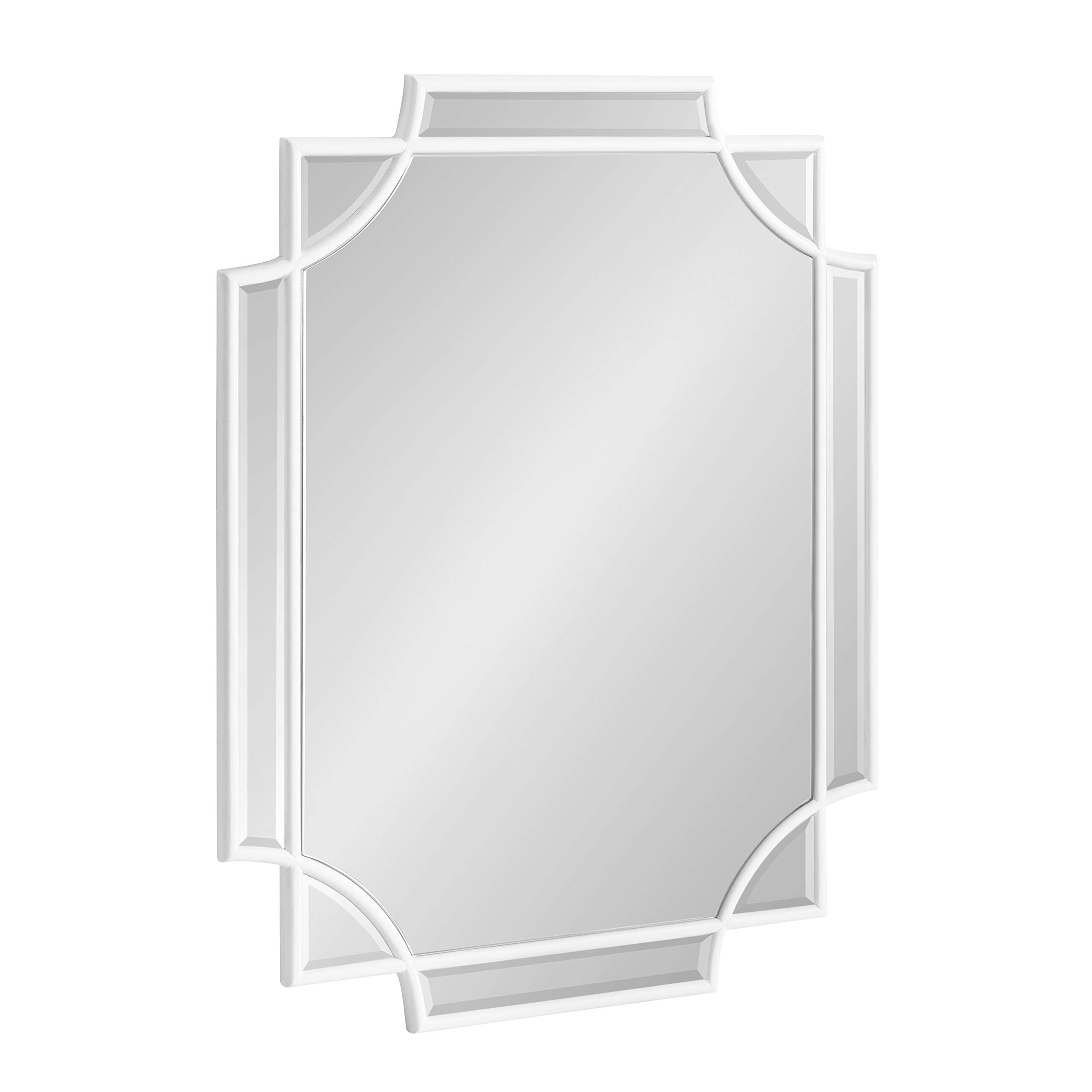 Kate and Laurel Minuette Glam Wall Mirror - 18x24 Inches, White Boho-Chic Decor - Perfect for Bedroom, Living Room & Entryway