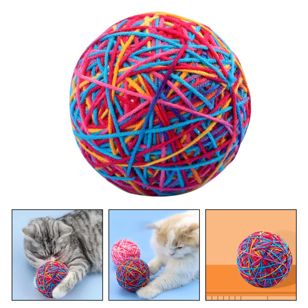 POPETPOP Self-Happy Ball Kitten Toys - Interactive Cat Teaser with Sisal & Plush for Teething, Cleaning & Play - Perfect for Indoor Cats, Boredom Relief & Bonding Time